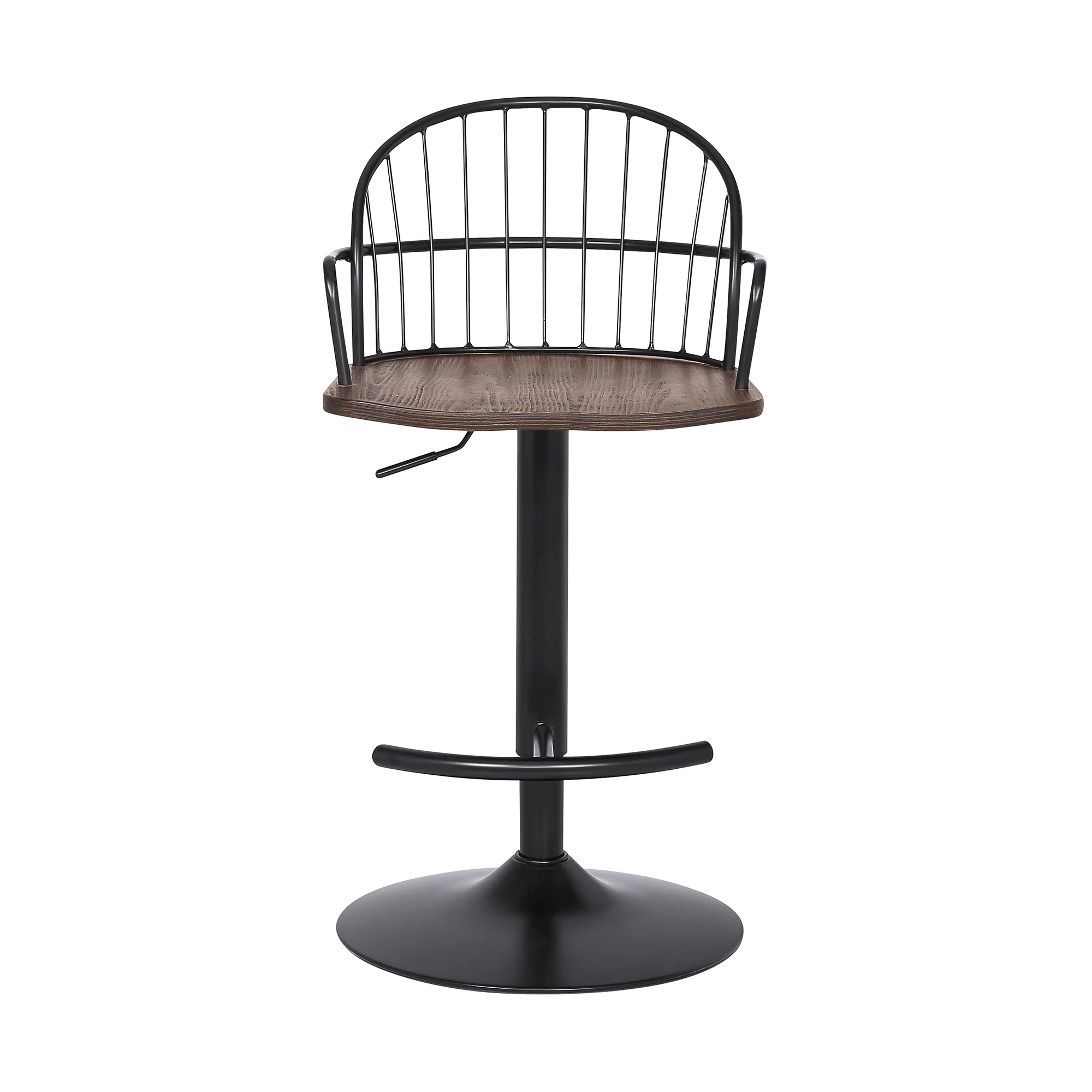 Edward Adjustable Walnut Glazed Barstool in Black Powder Coated Finish By Armen Living - Image 3
