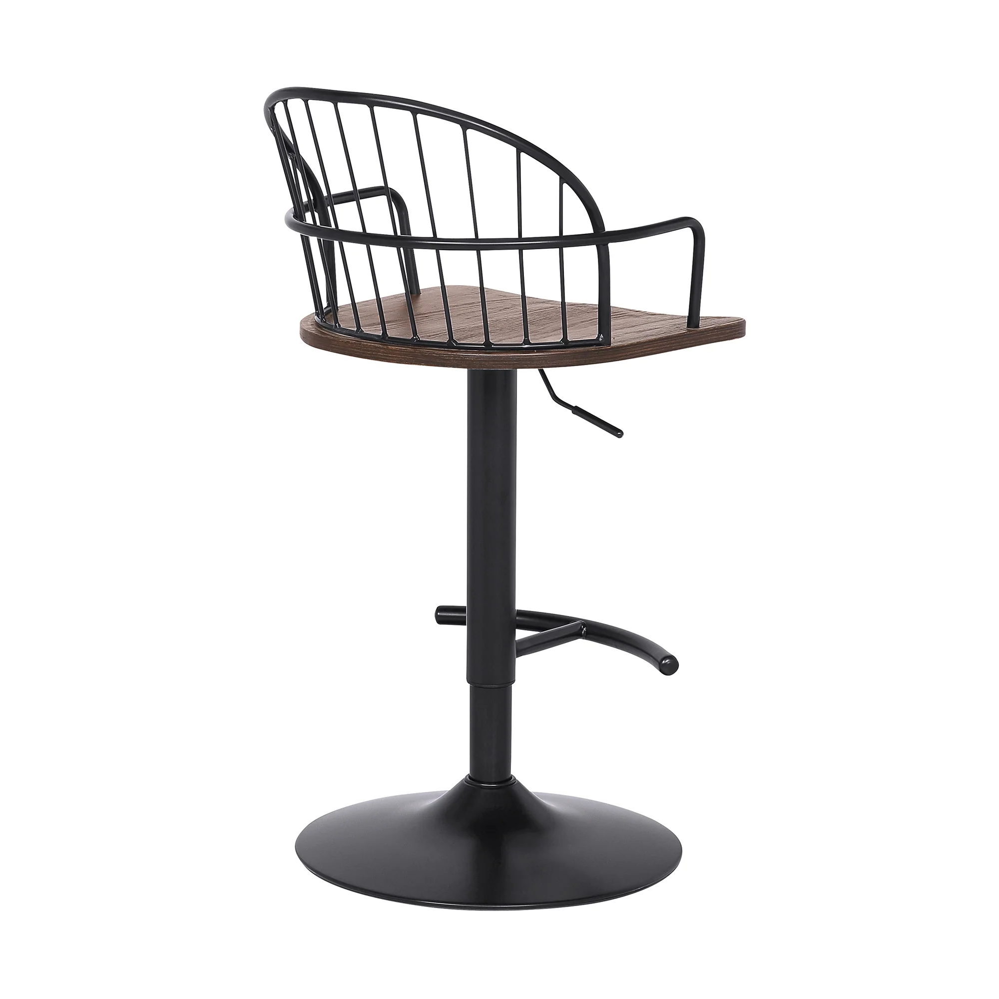 Edward Adjustable Walnut Glazed Barstool in Black Powder Coated Finish By Armen Living - Image 5