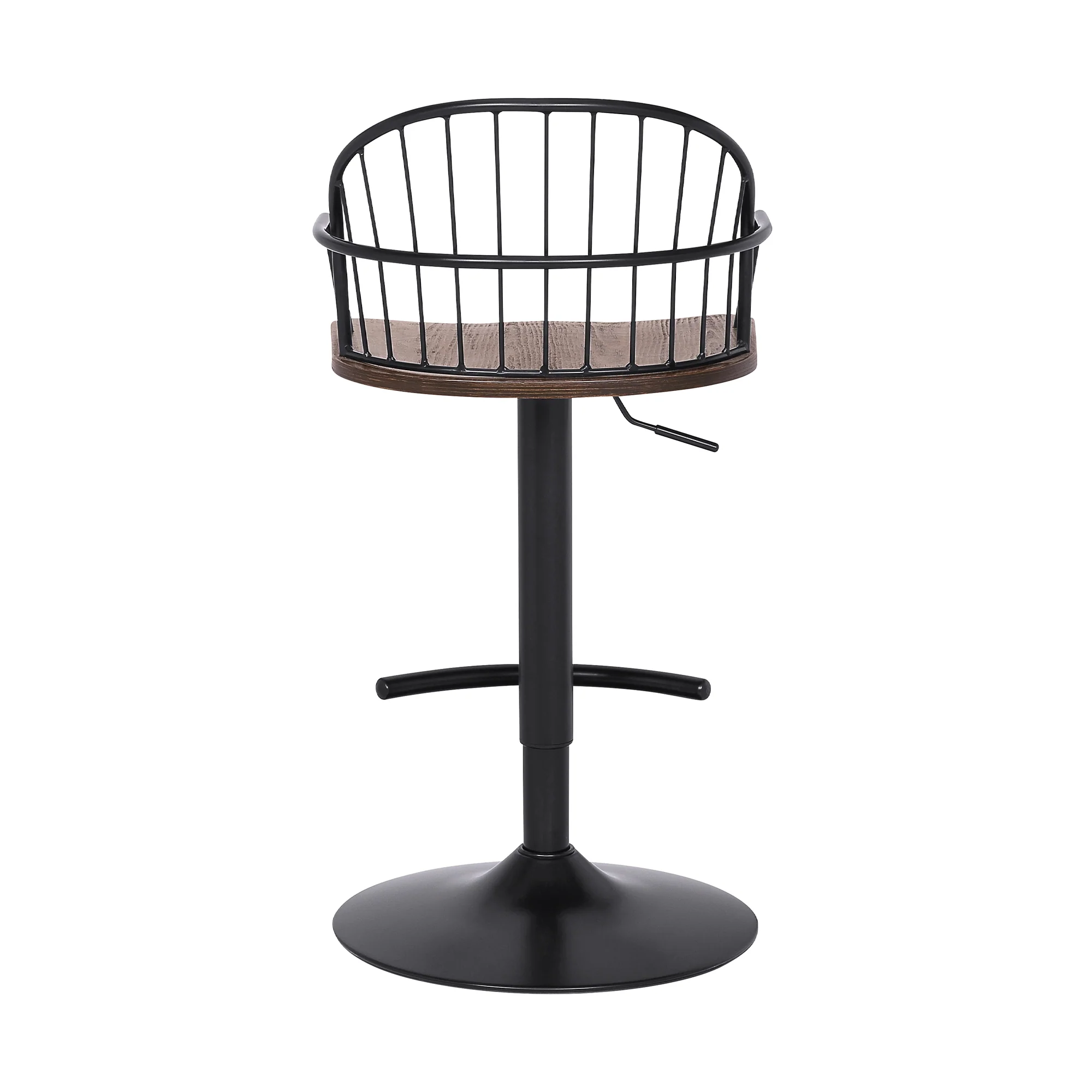 Edward Adjustable Walnut Glazed Barstool in Black Powder Coated Finish By Armen Living - Image 6