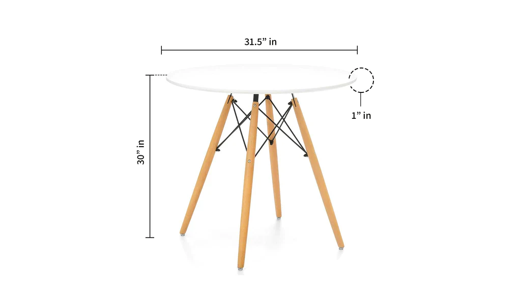 Eiffel Dining Table 32" Round White By Modholic - Image 3