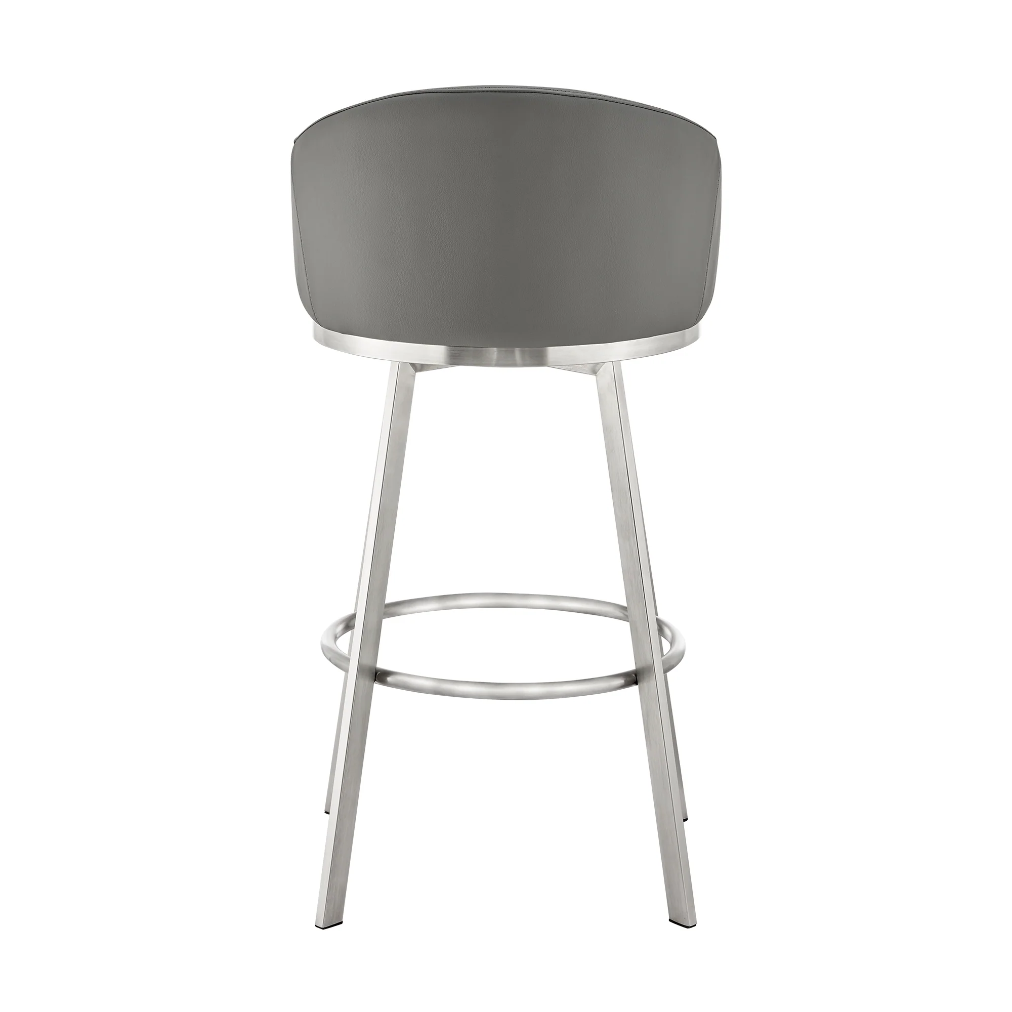 Eleanor 26" Swivel Counter Stool in Brushed Stainless Steel and Black Faux Leather By Armen Living - Image 16