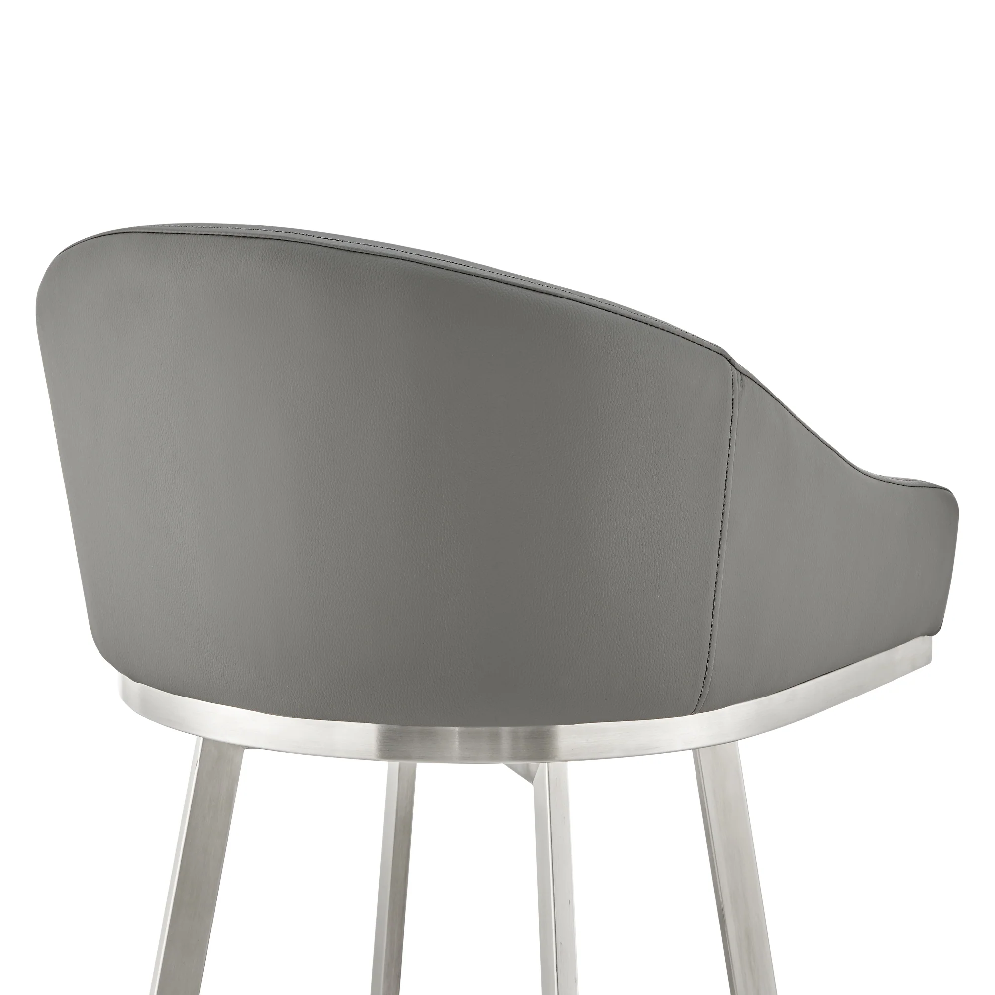 Eleanor 26" Swivel Counter Stool in Brushed Stainless Steel and Black Faux Leather By Armen Living - Image 20