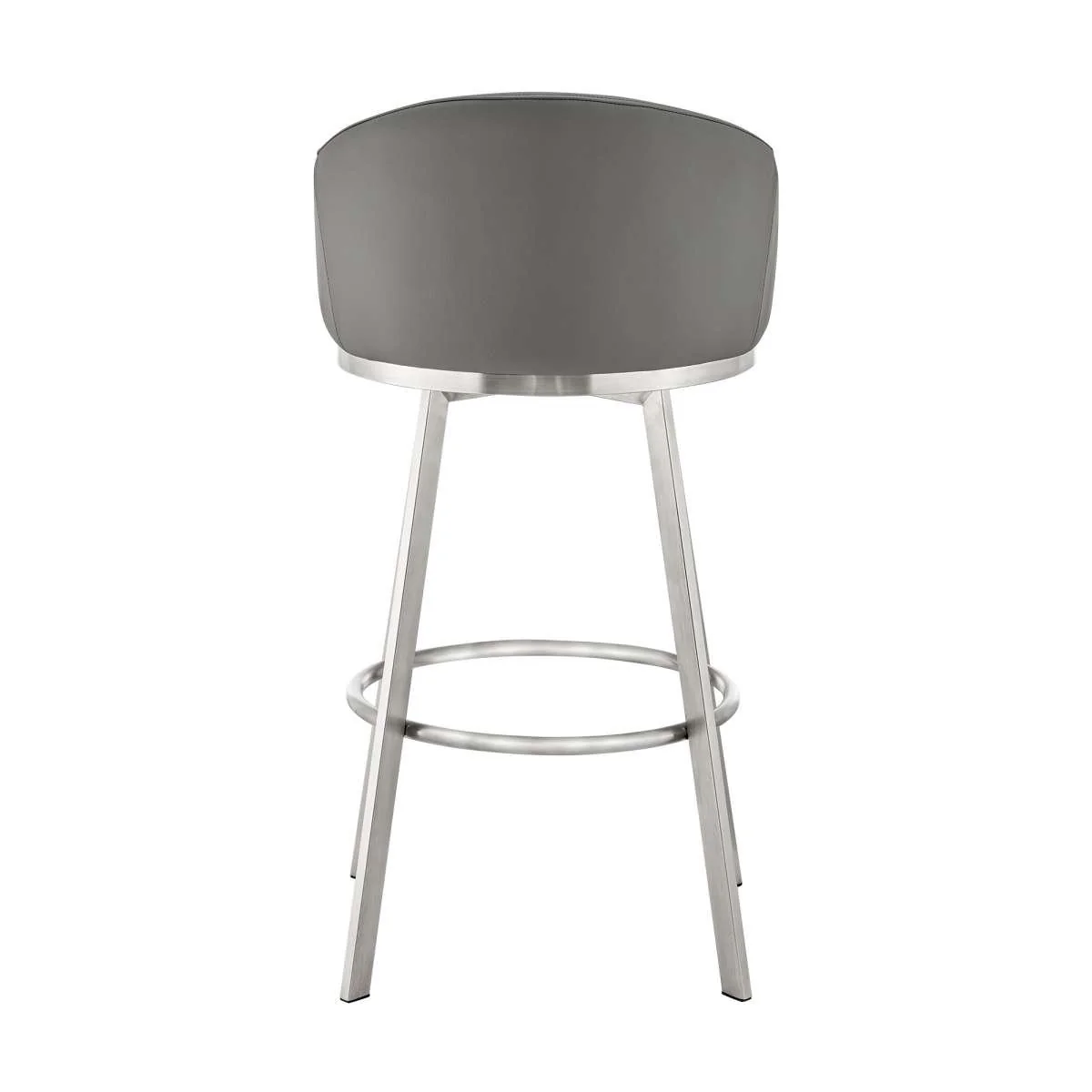 Eleanor 30" Swivel Bar Stool in Brushed Stainless Steel with Gray Faux Leather By Armen Living - Image 4