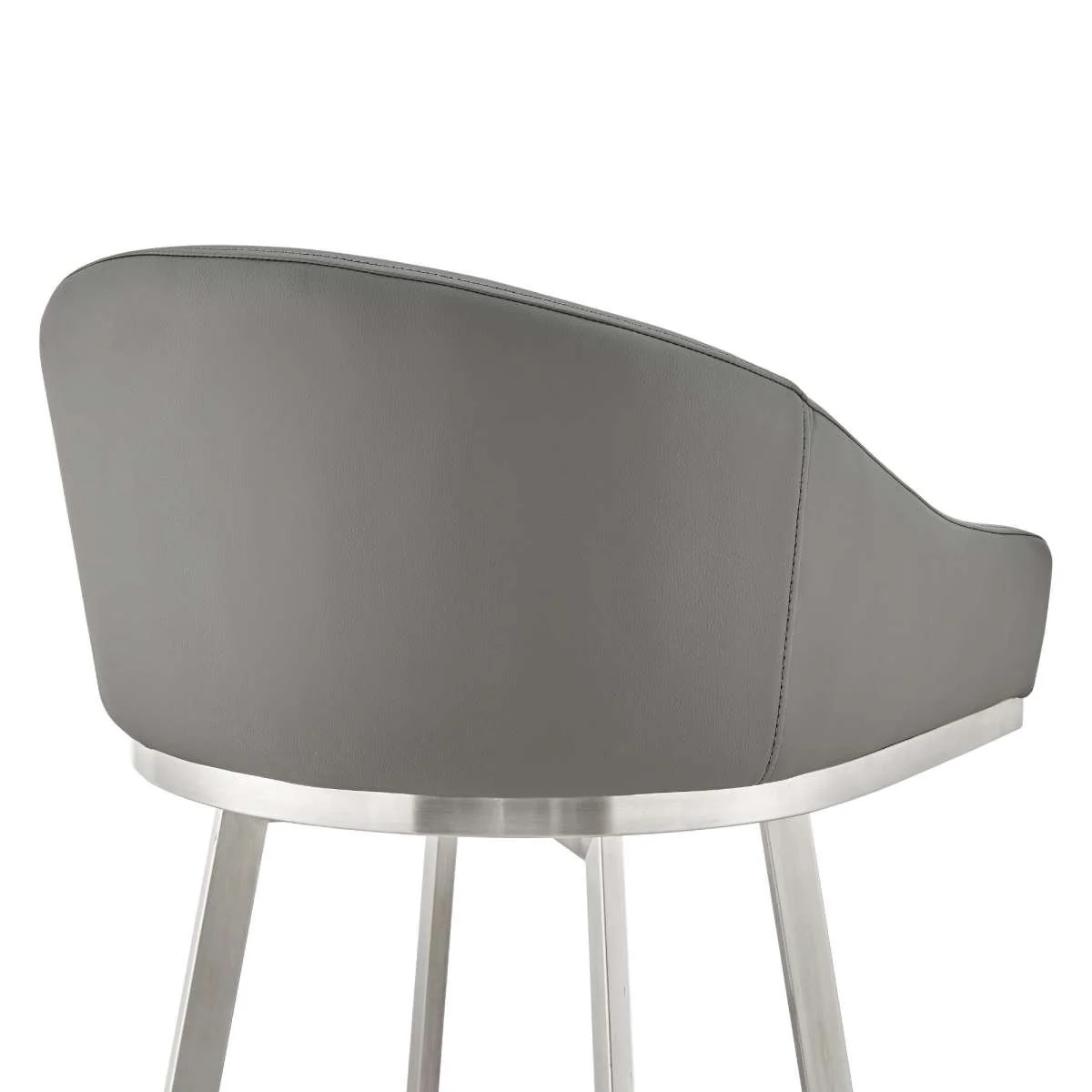 Eleanor 30" Swivel Bar Stool in Brushed Stainless Steel with Gray Faux Leather By Armen Living - Image 8
