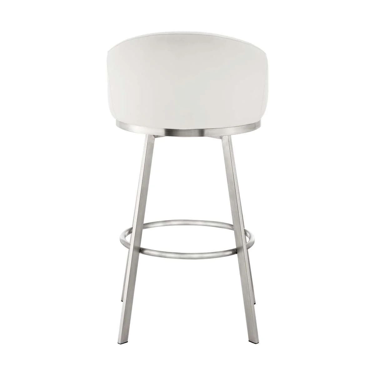 Eleanor 30" Swivel Bar Stool in Brushed Stainless Steel with White Faux Leather By Armen Living - Image 4