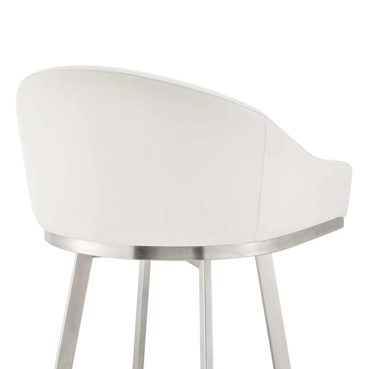 Eleanor 30" Swivel Bar Stool in Brushed Stainless Steel with White Faux Leather By Armen Living - Image 8