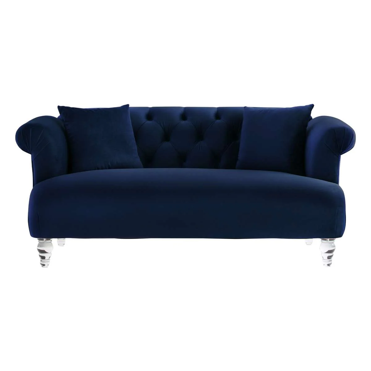 Elegance Contemporary Loveseat in Blue Velvet with Acrylic Legs By Armen Living - Image 2