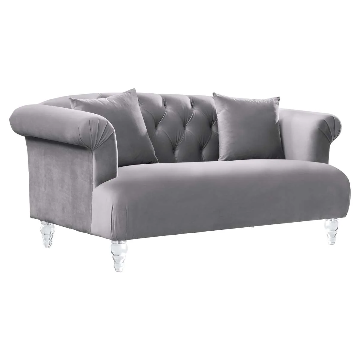 Elegance Contemporary Loveseat in Blue Velvet with Acrylic Legs By Armen Living - Image 5