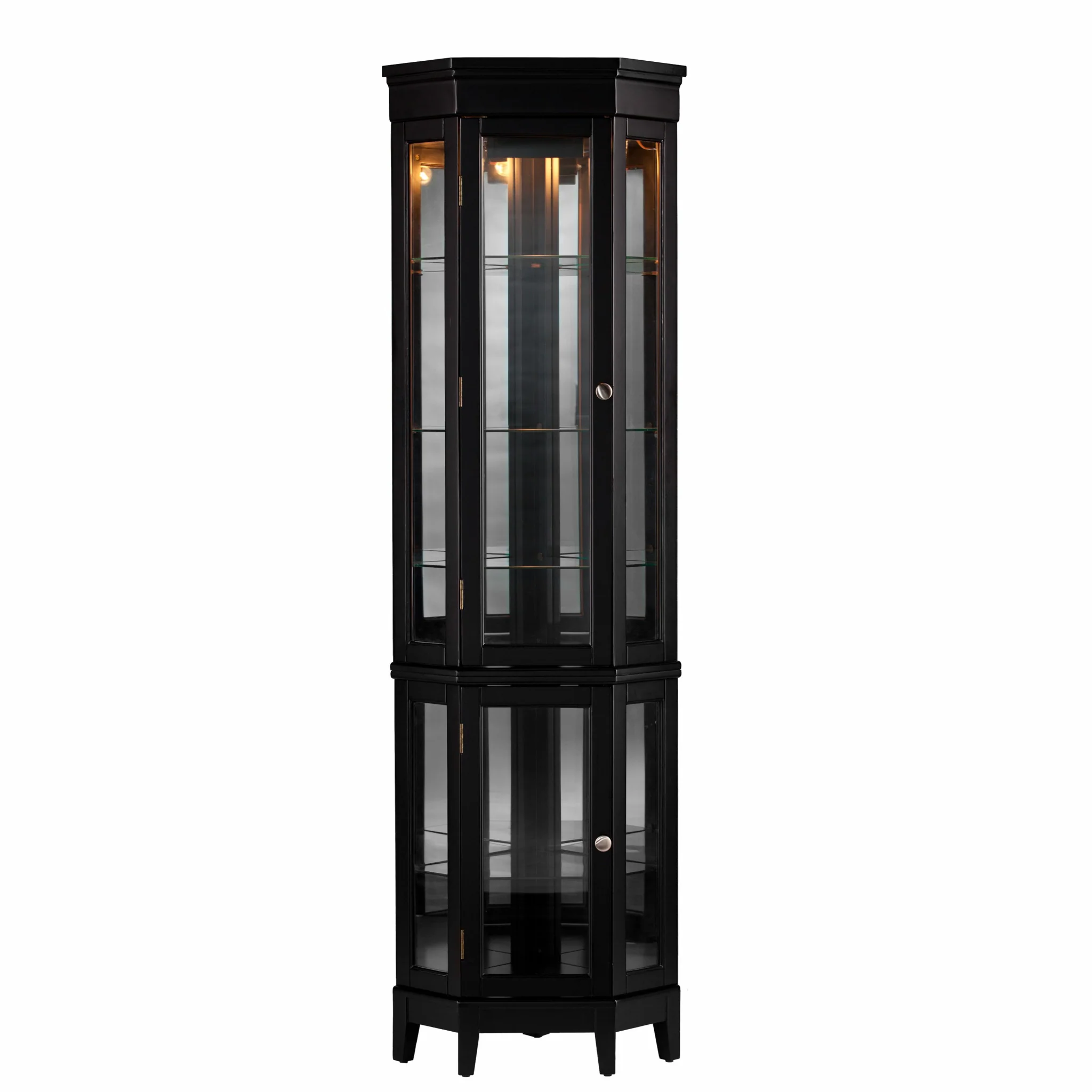 Elegant Black Lighted Curio Cabinet By Homeroots - Image 3
