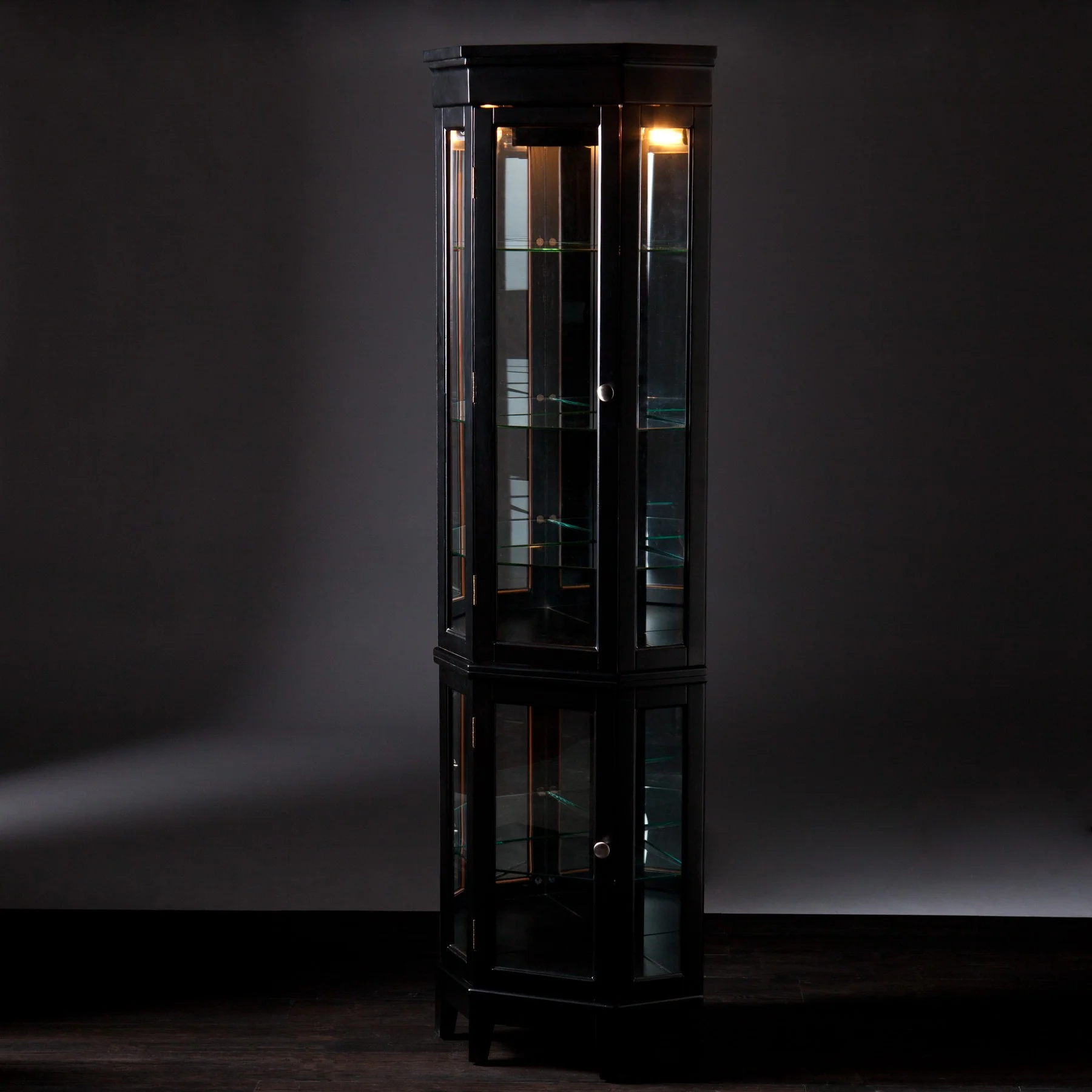Elegant Black Lighted Curio Cabinet By Homeroots - Image 5