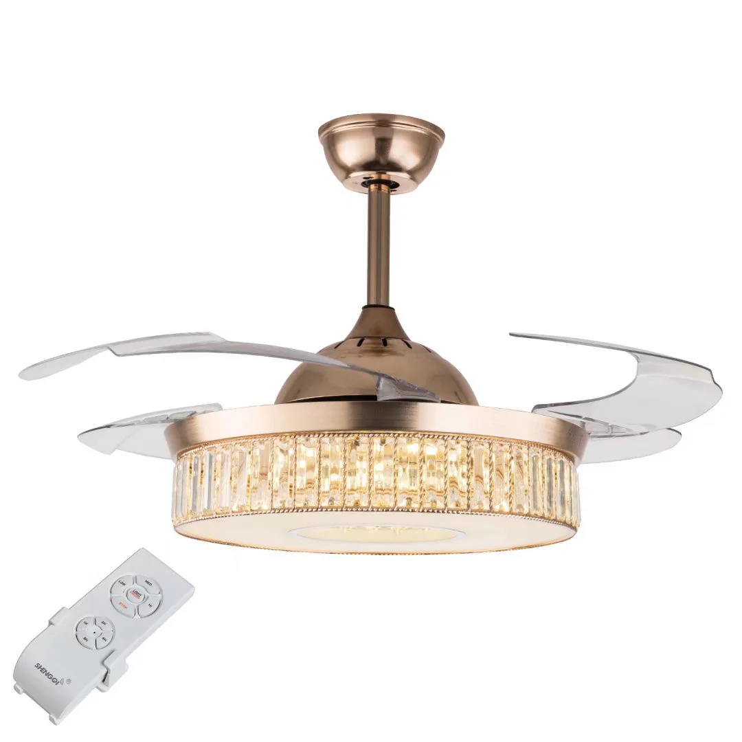 Elegant Crystal Chandelier Retractable Blade Ceiling Fan By Homeroots - Image 5
