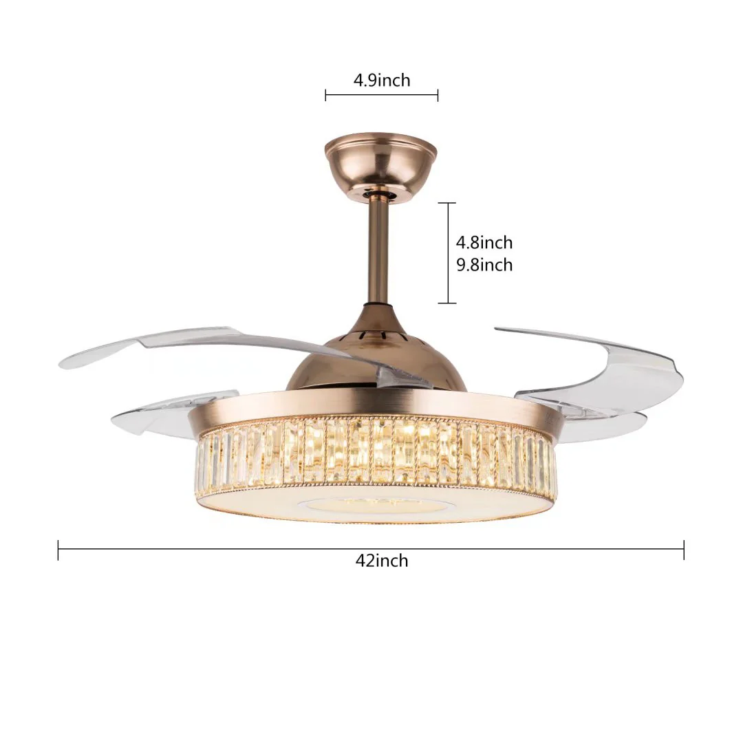 Elegant Crystal Chandelier Retractable Blade Ceiling Fan By Homeroots - Image 6