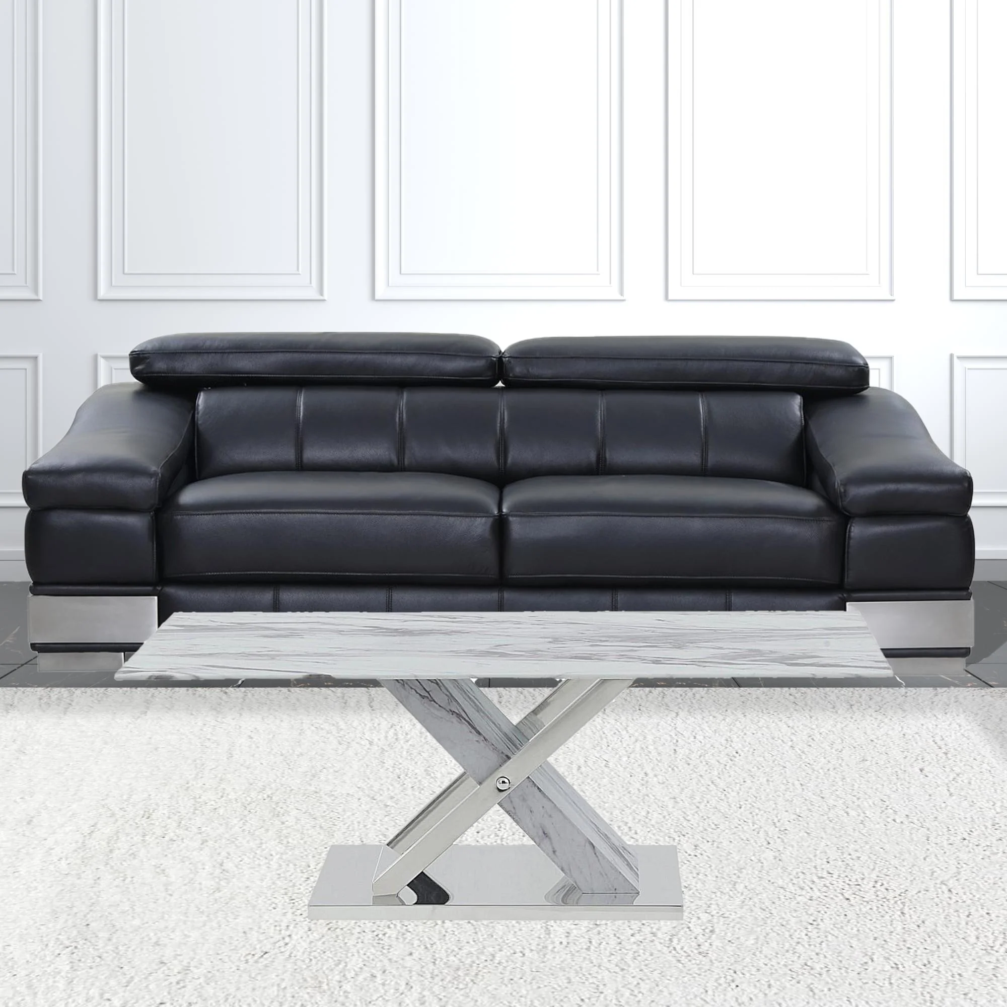 Elegant Marble Glass top Coffee Table By Homeroots - Image 2
