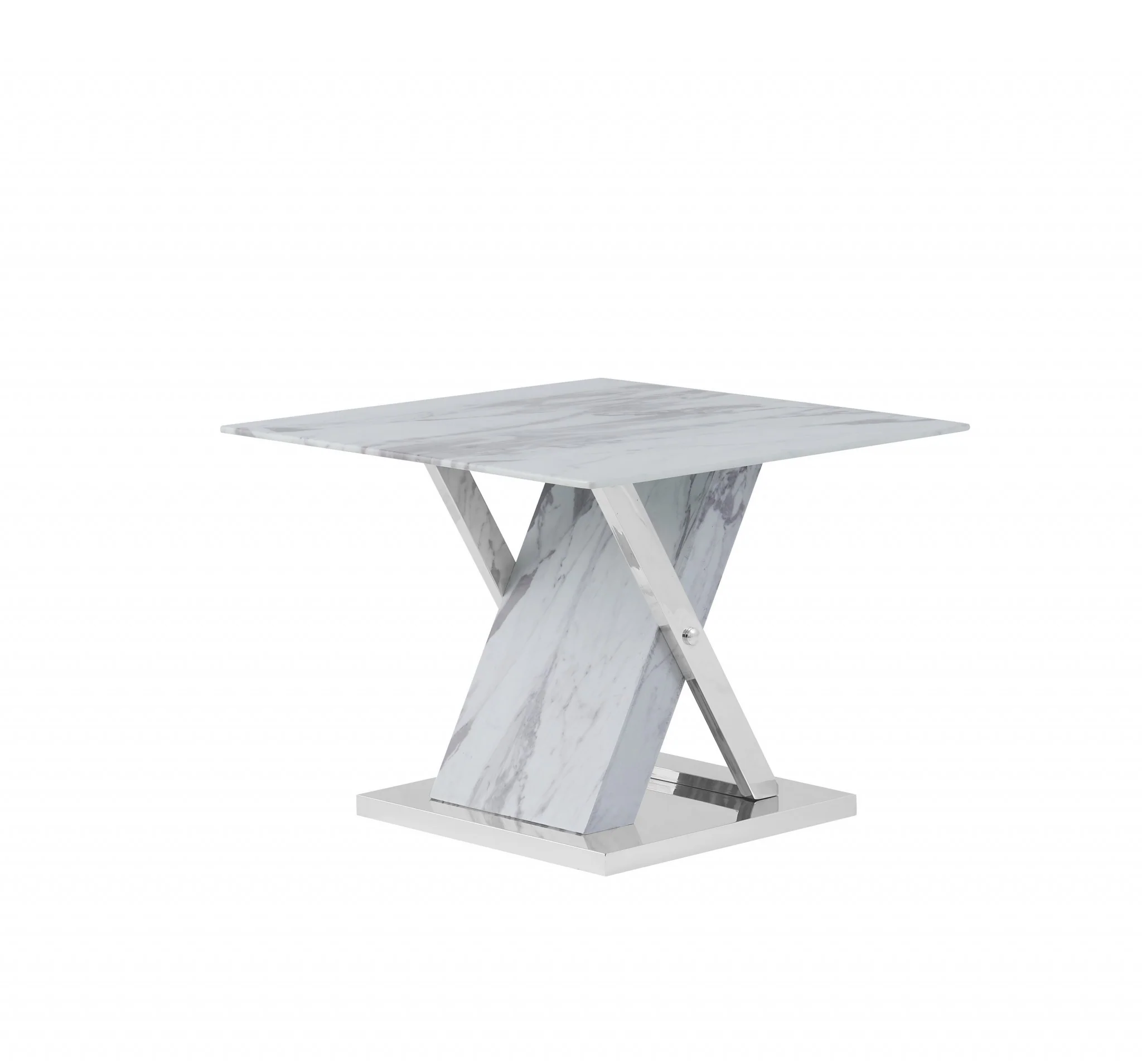 Elegant Marble Glass top End Table By Homeroots - Image 2