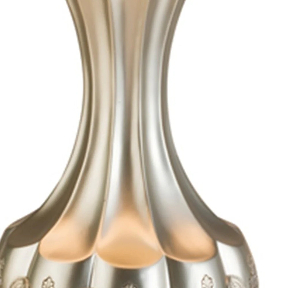 Elegant Silver Table Lamp With White Linen Lamp Shade By Homeroots - Image 4