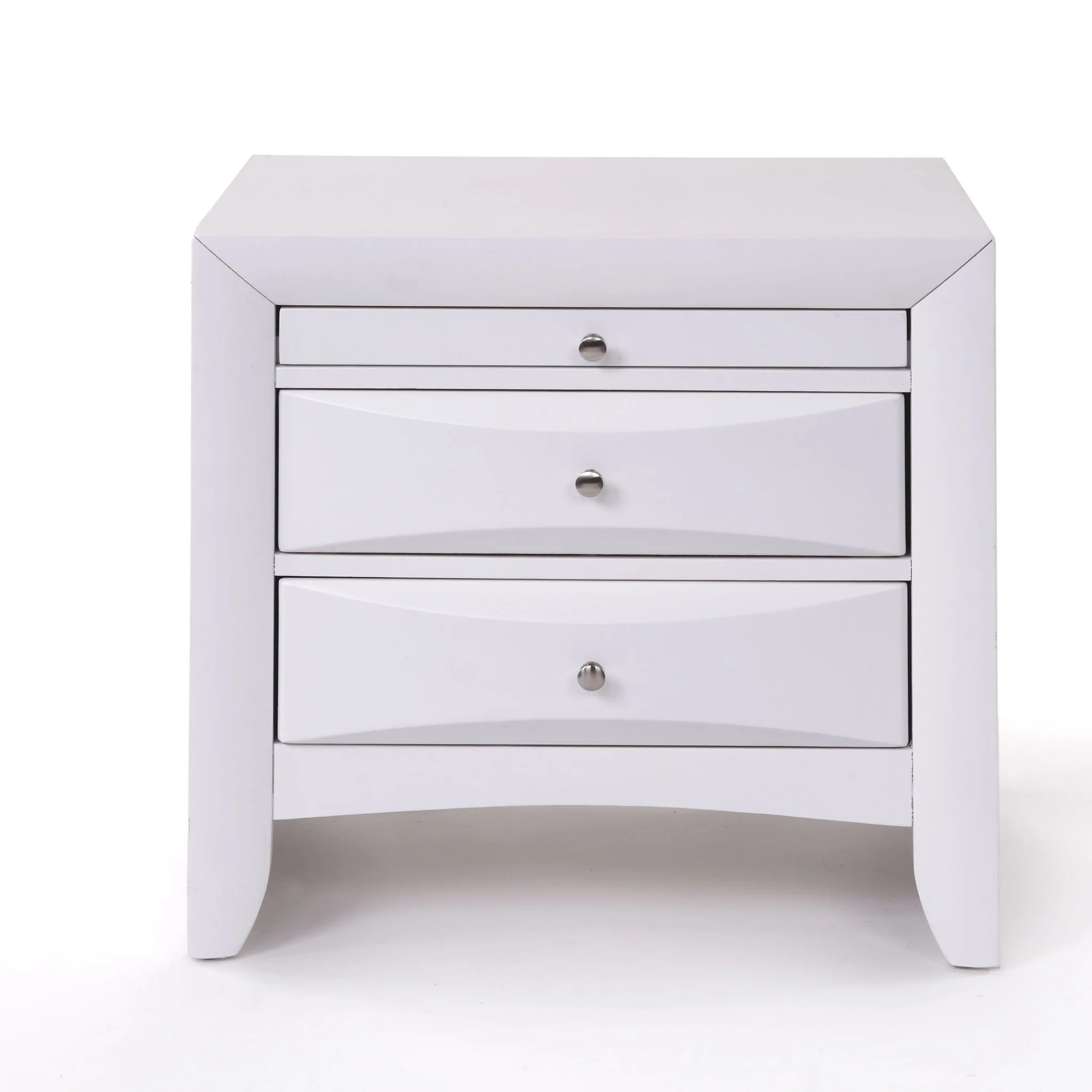 Elegant White 3 Drawer Nightstand By Homeroots - Image 2