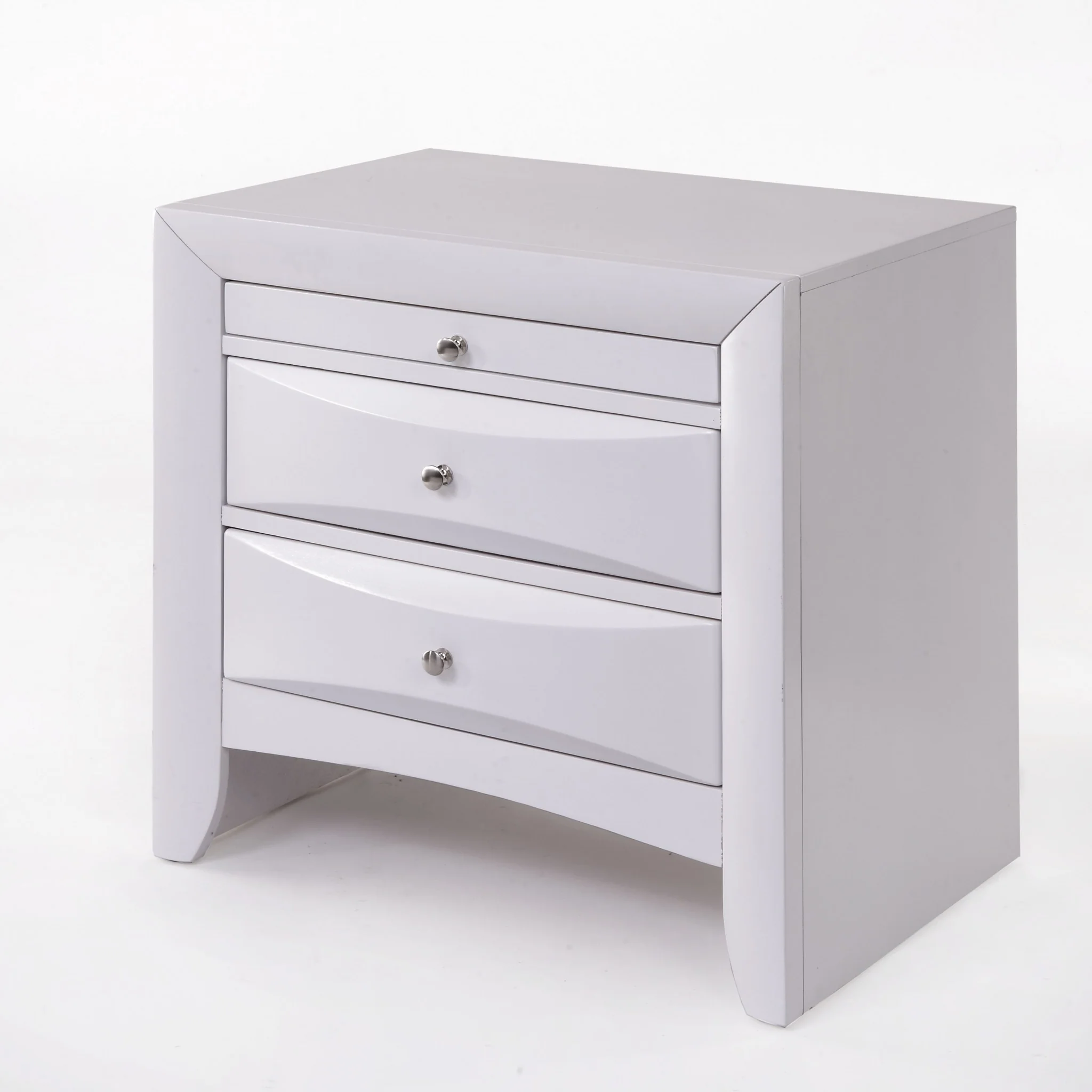 Elegant White 3 Drawer Nightstand By Homeroots - Image 3