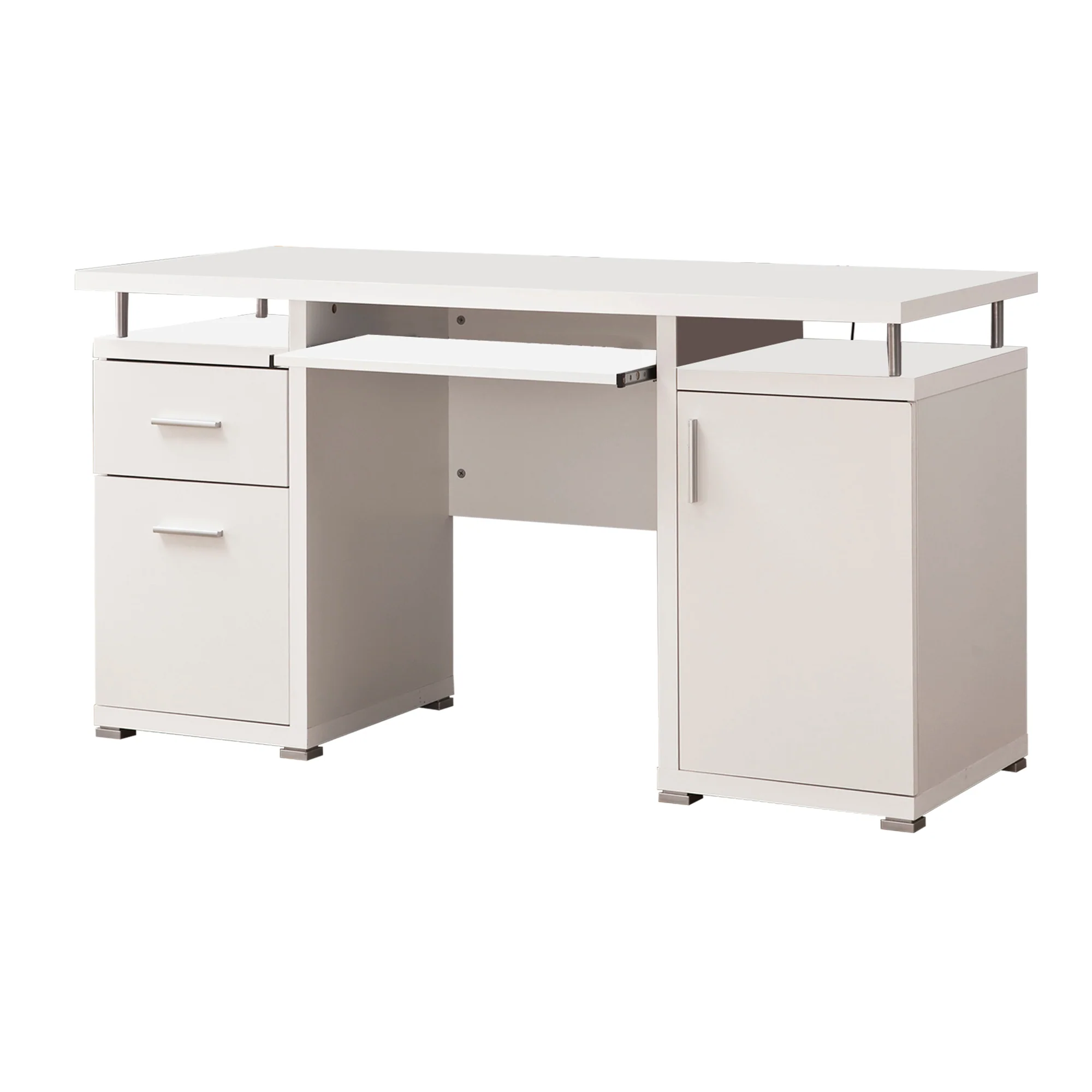 Elegant white Computer desk with efficient Storage By Benzara - Image 2