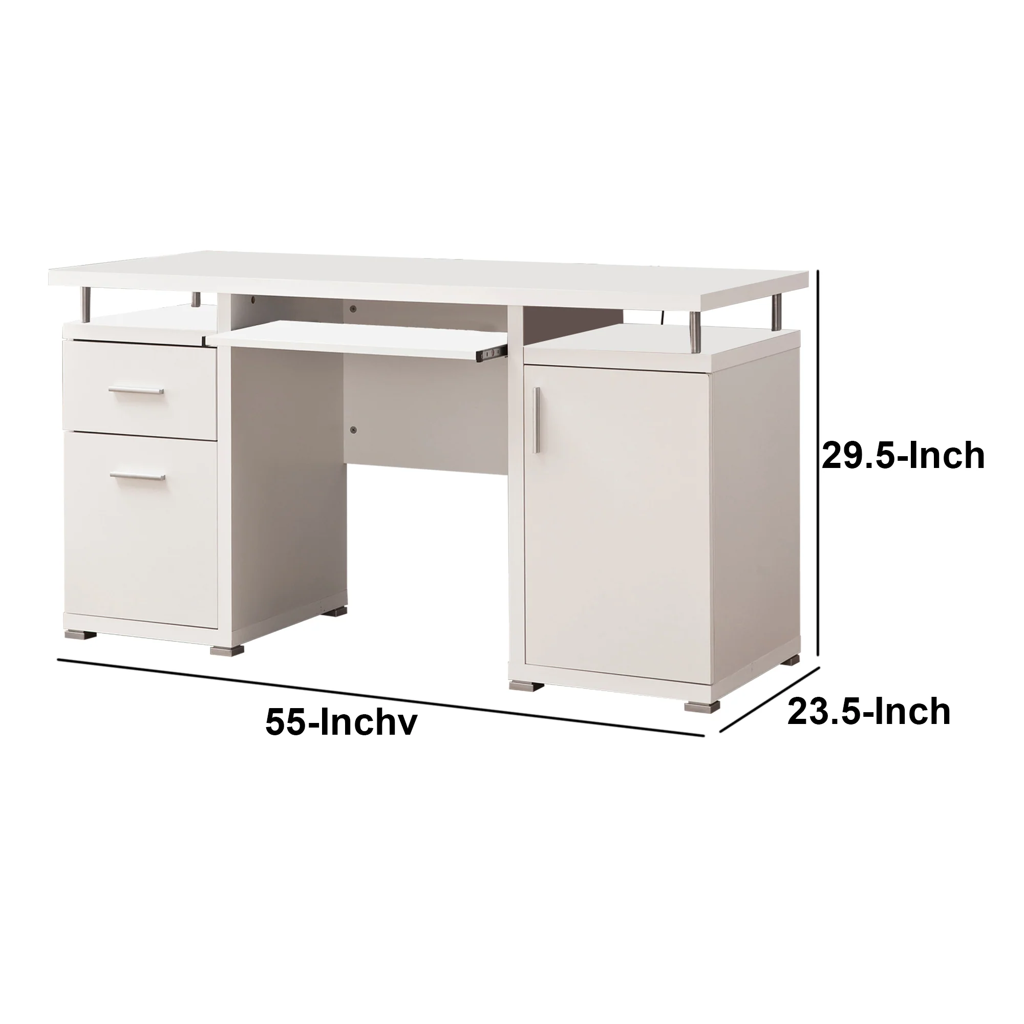 Elegant white Computer desk with efficient Storage By Benzara - Image 6