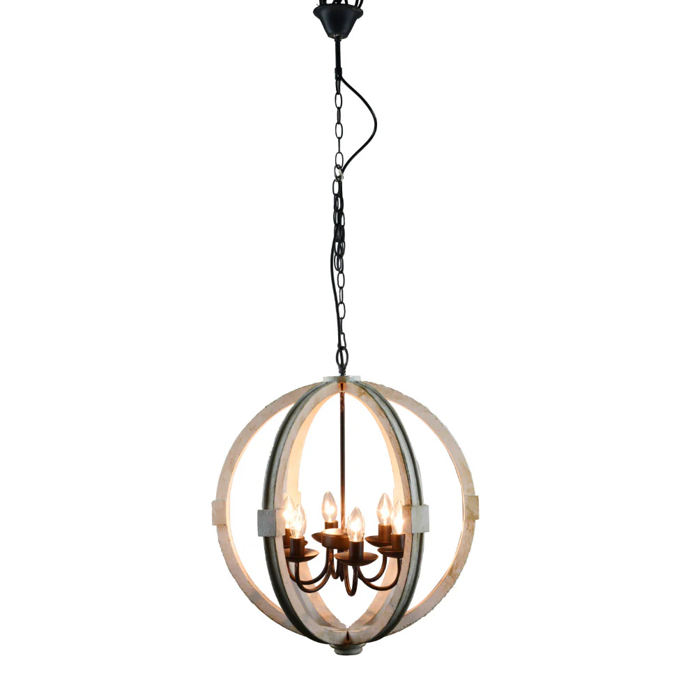 Elegantly Framed Calder Wooden Chandelier By Benzara - Image 2