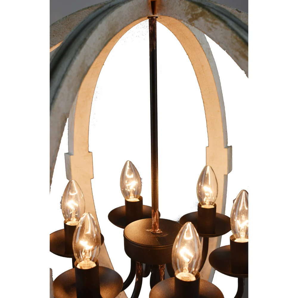 Elegantly Framed Calder Wooden Chandelier By Benzara - Image 4