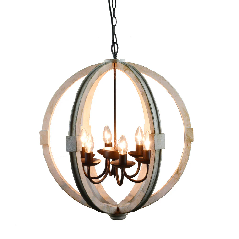 Elegantly Framed Calder Wooden Chandelier By Benzara - Image 5