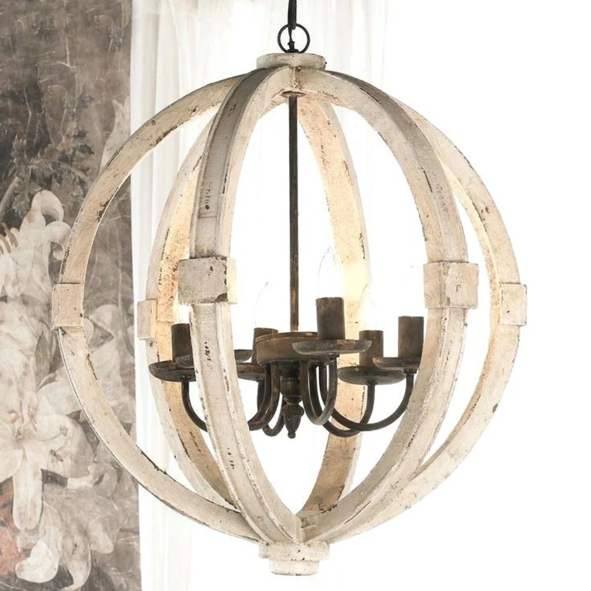 Elegantly Framed Calder Wooden Chandelier By Benzara - Image 6