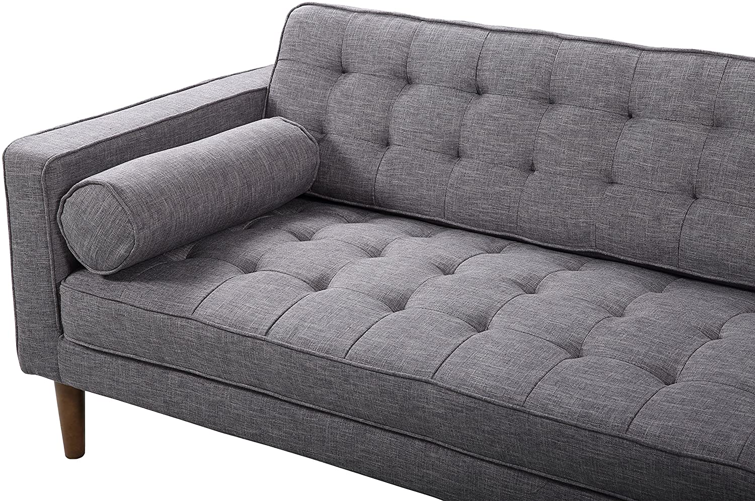 Element Left-Side Chaise Sectional in Dark Gray Linen and Walnut Legs By Armen Living - Image 3