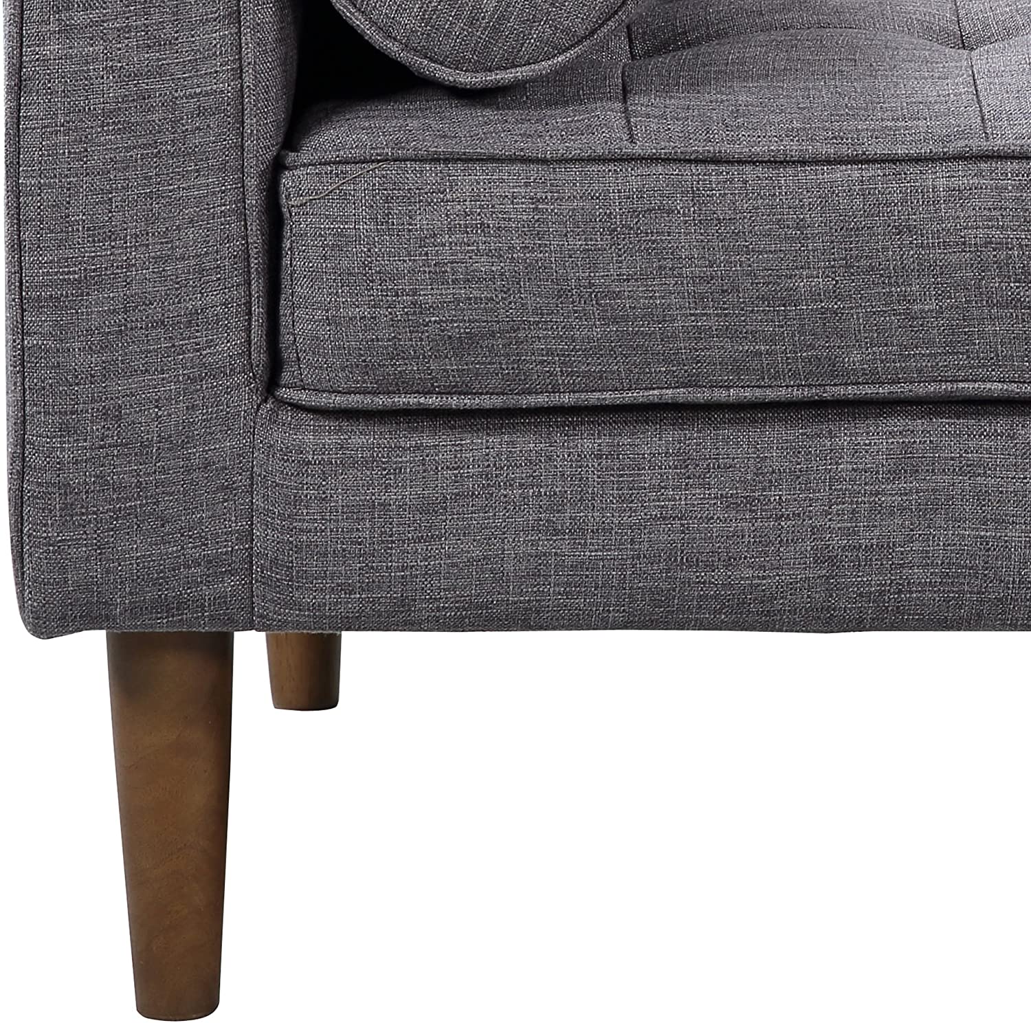 Element Left-Side Chaise Sectional in Dark Gray Linen and Walnut Legs By Armen Living - Image 4