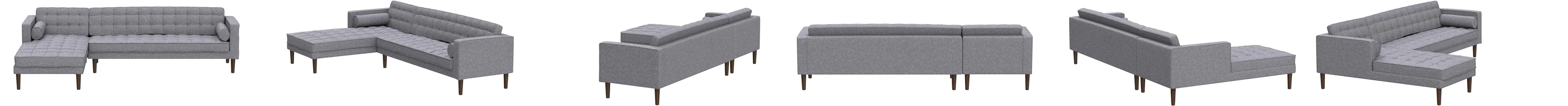 Element Left-Side Chaise Sectional in Dark Gray Linen and Walnut Legs By Armen Living - Image 5