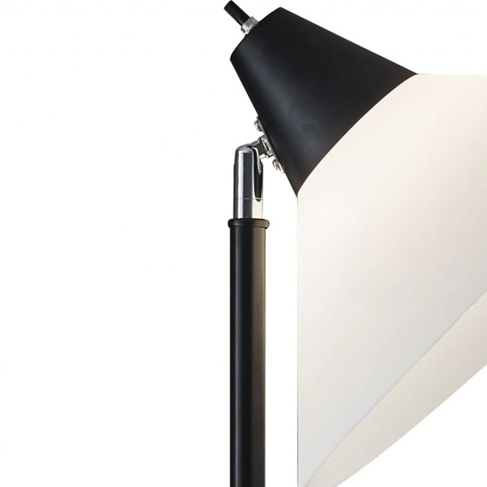 Elemental Black Metal Torchiere with White Cone Shade By Homeroots - Image 3