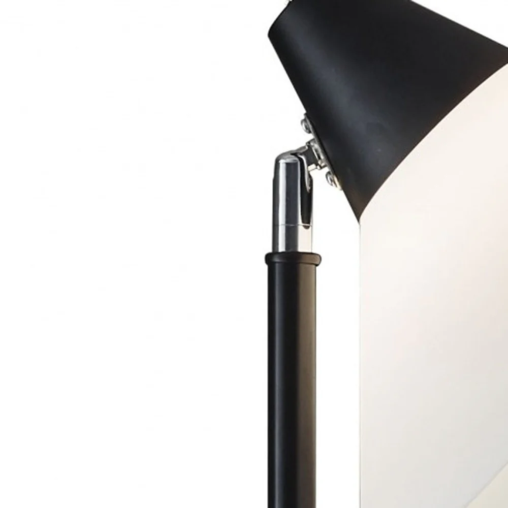 Elemental Black Metal Torchiere with White Cone Shade By Homeroots - Image 4