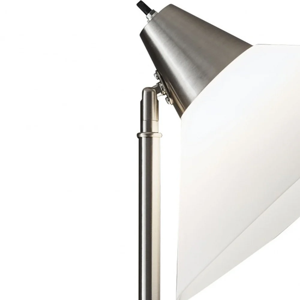 Elemental Brushed Steel Metal Torchiere with White Cone Shade By Homeroots - Image 3
