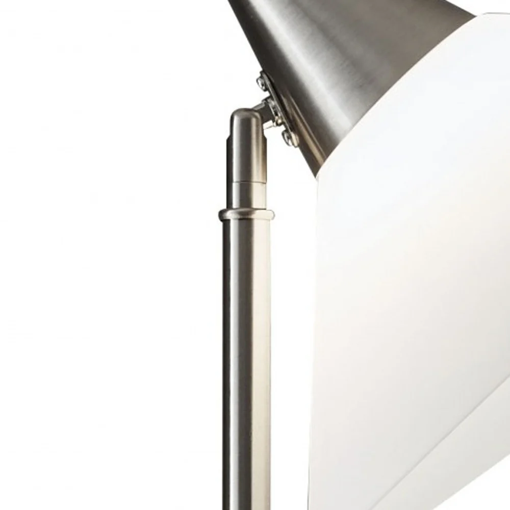 Elemental Brushed Steel Metal Torchiere with White Cone Shade By Homeroots - Image 4