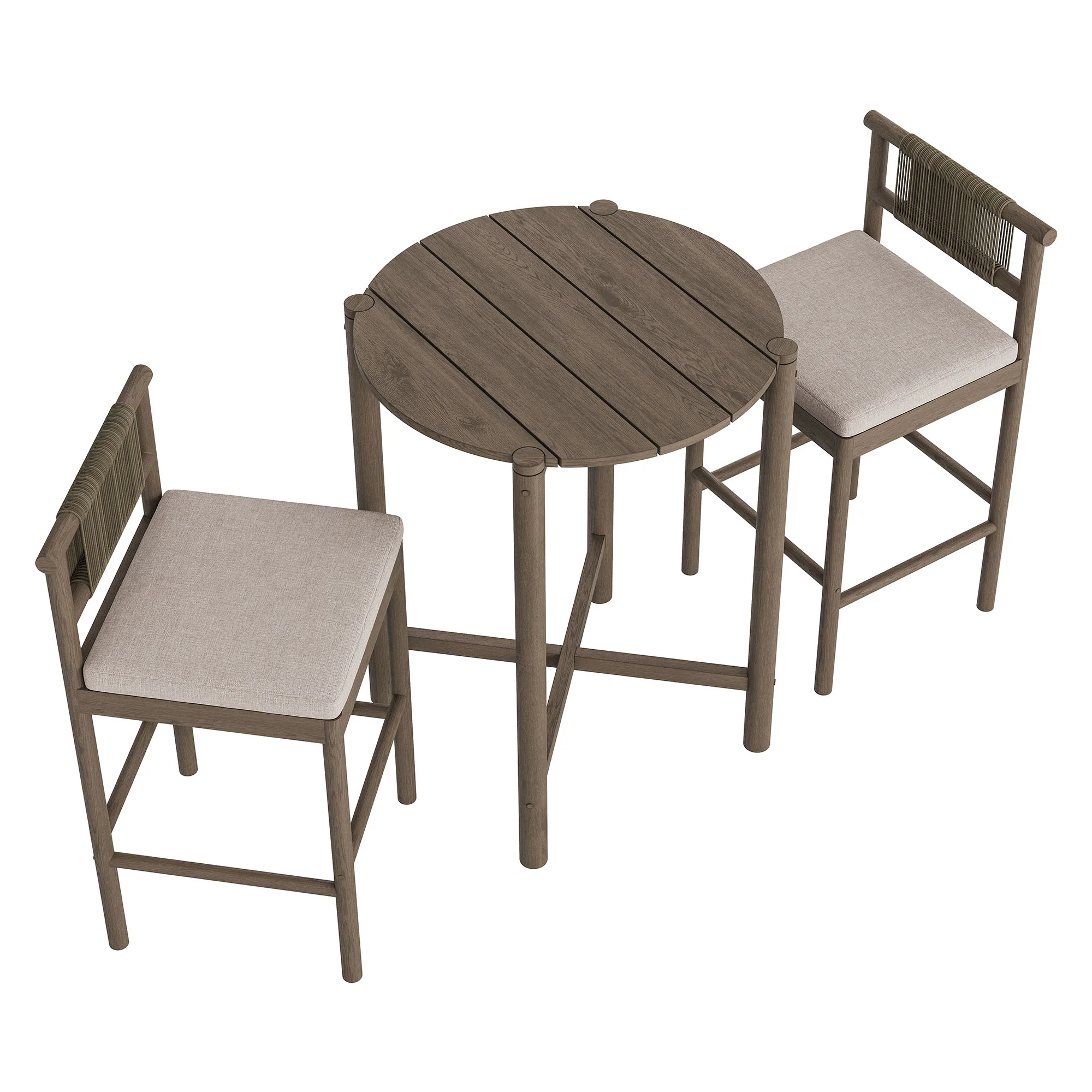 Eleni 3-Piece Outdoor Patio Teak Wood Bar Set by Modway - Image 16