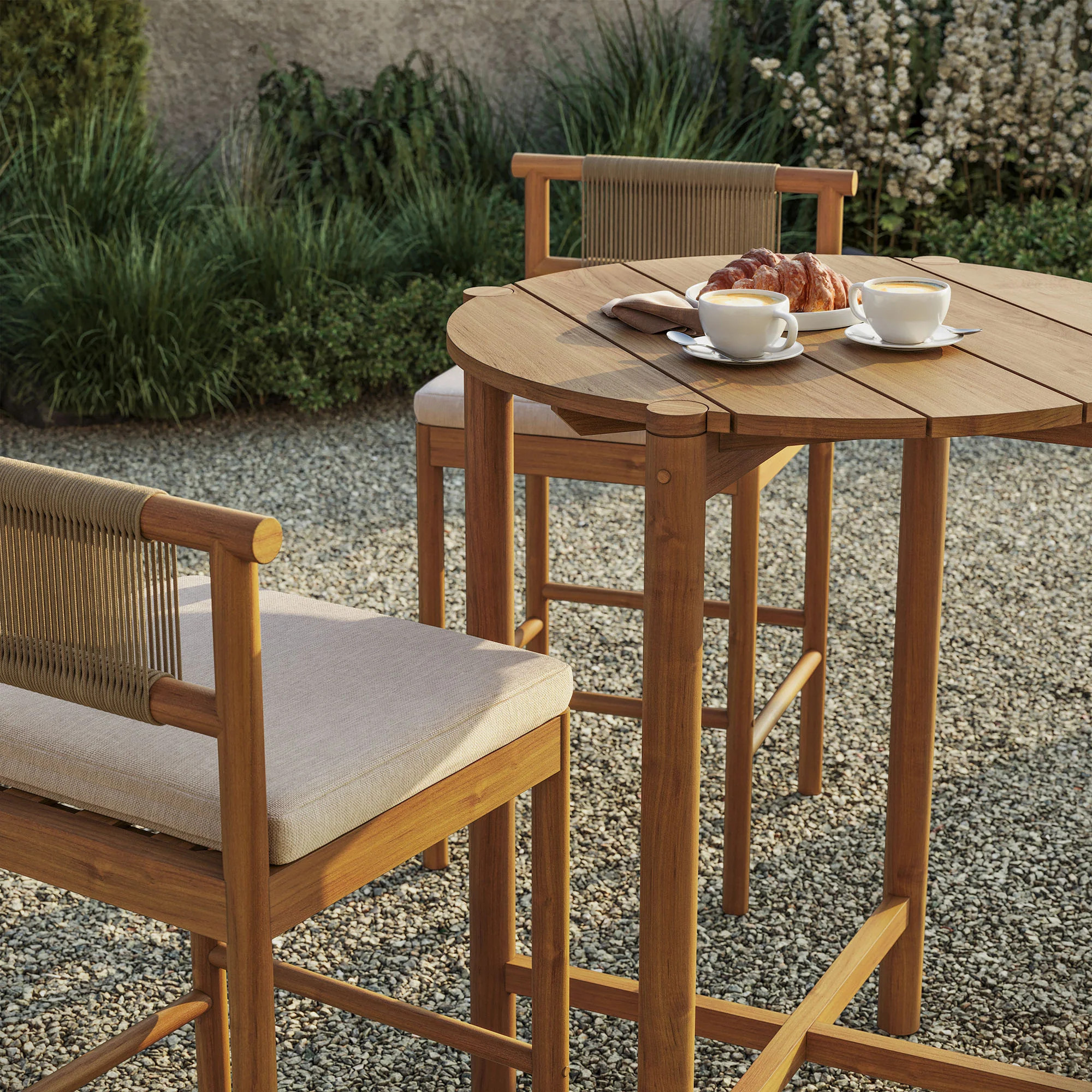 Eleni 3-Piece Outdoor Patio Teak Wood Bar Set by Modway - Image 3
