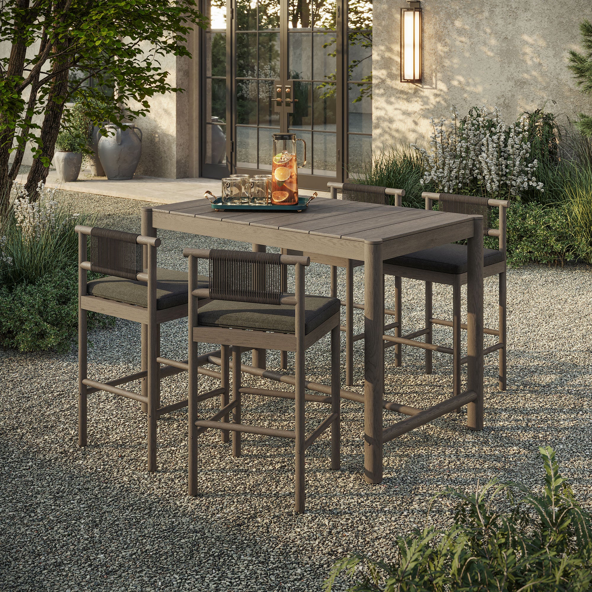 Eleni 5-Piece Outdoor Patio Teak Wood Bar Set by Modway - Image 11