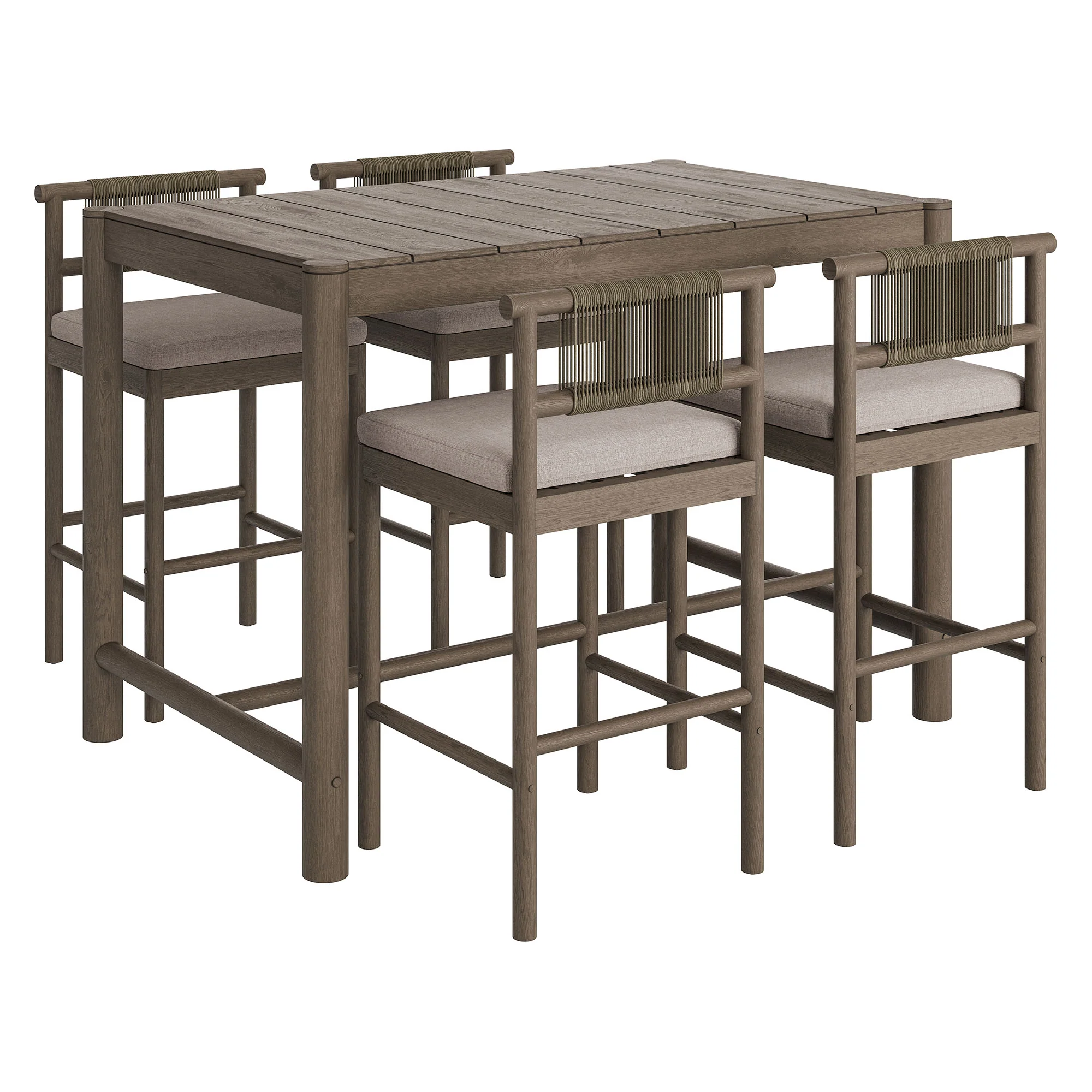 Eleni 5-Piece Outdoor Patio Teak Wood Bar Set by Modway - Image 15
