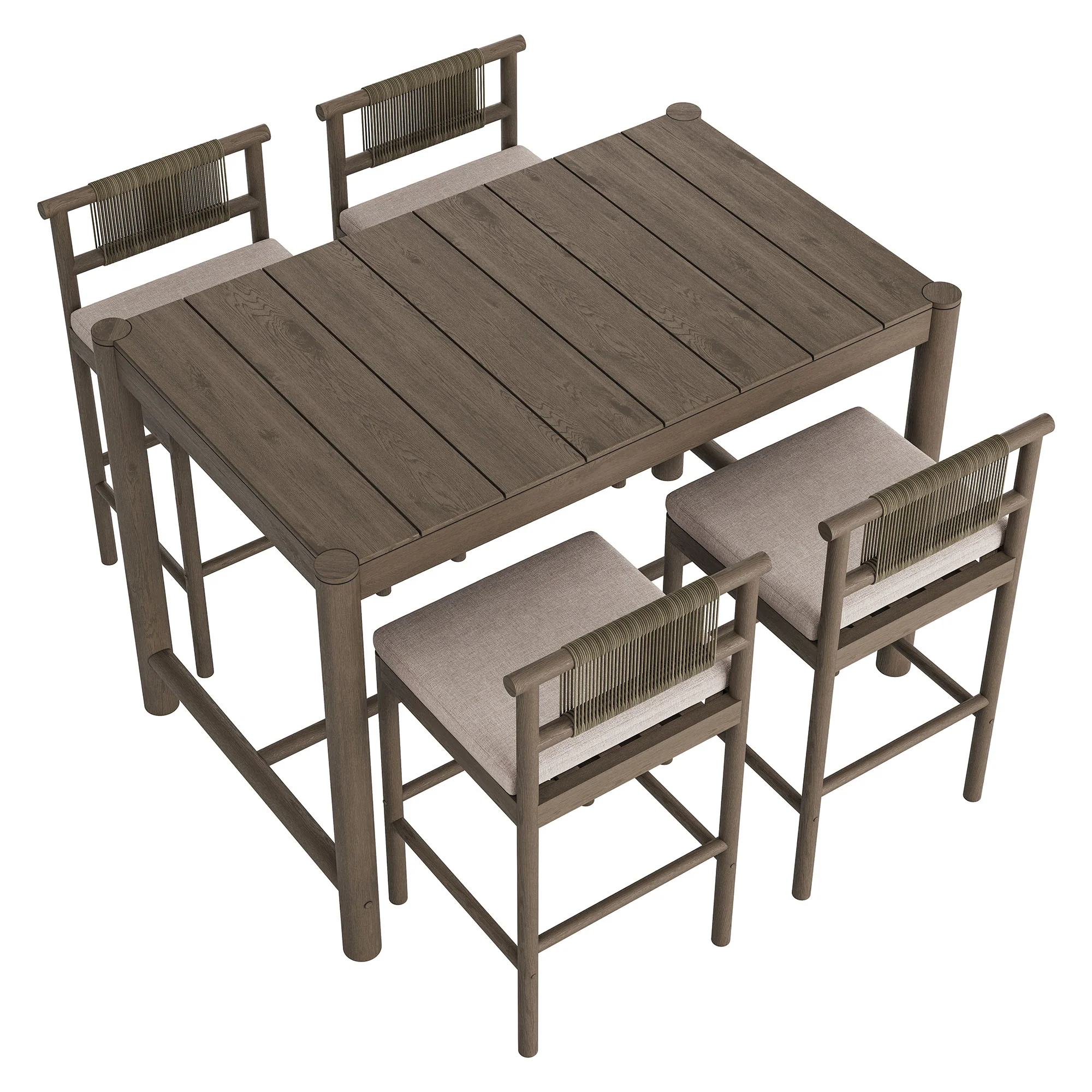 Eleni 5-Piece Outdoor Patio Teak Wood Bar Set by Modway - Image 16