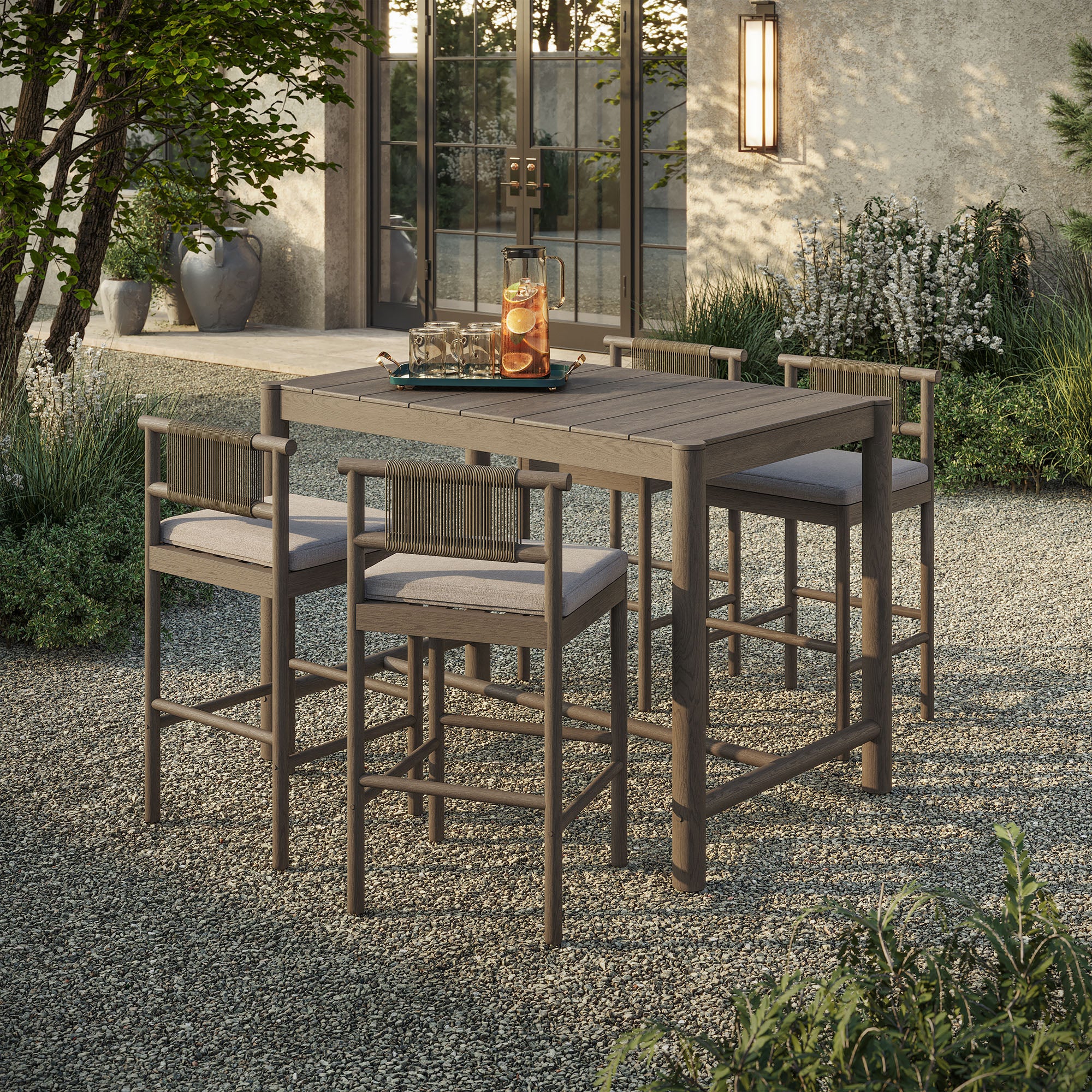 Eleni 5-Piece Outdoor Patio Teak Wood Bar Set by Modway - Image 18