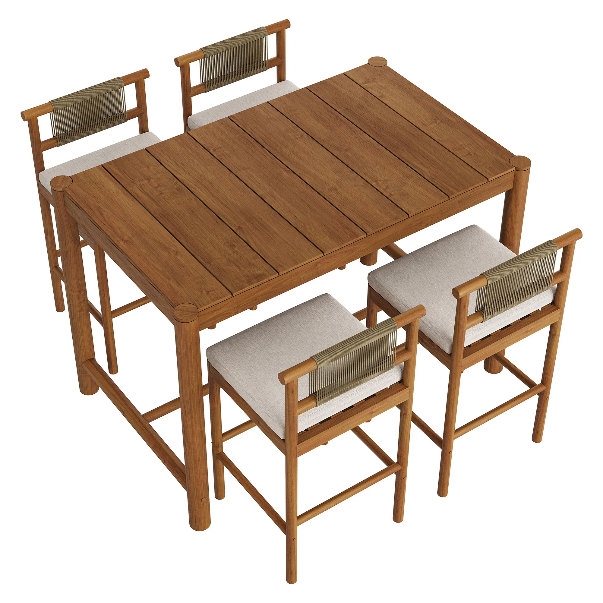 Eleni 5-Piece Outdoor Patio Teak Wood Bar Set by Modway - Image 2