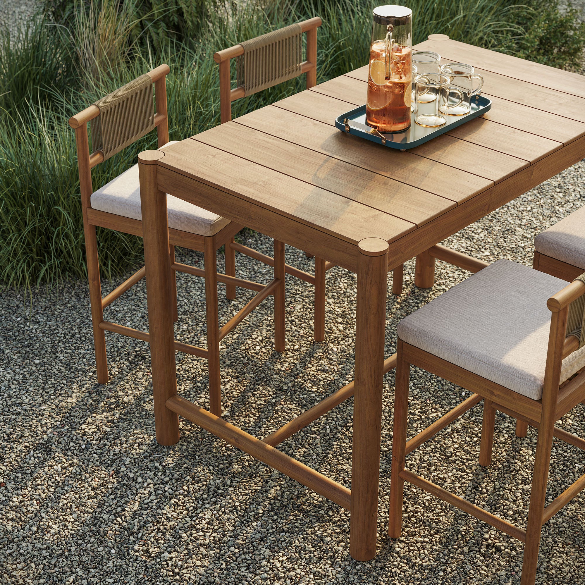 Eleni 5-Piece Outdoor Patio Teak Wood Bar Set by Modway - Image 3