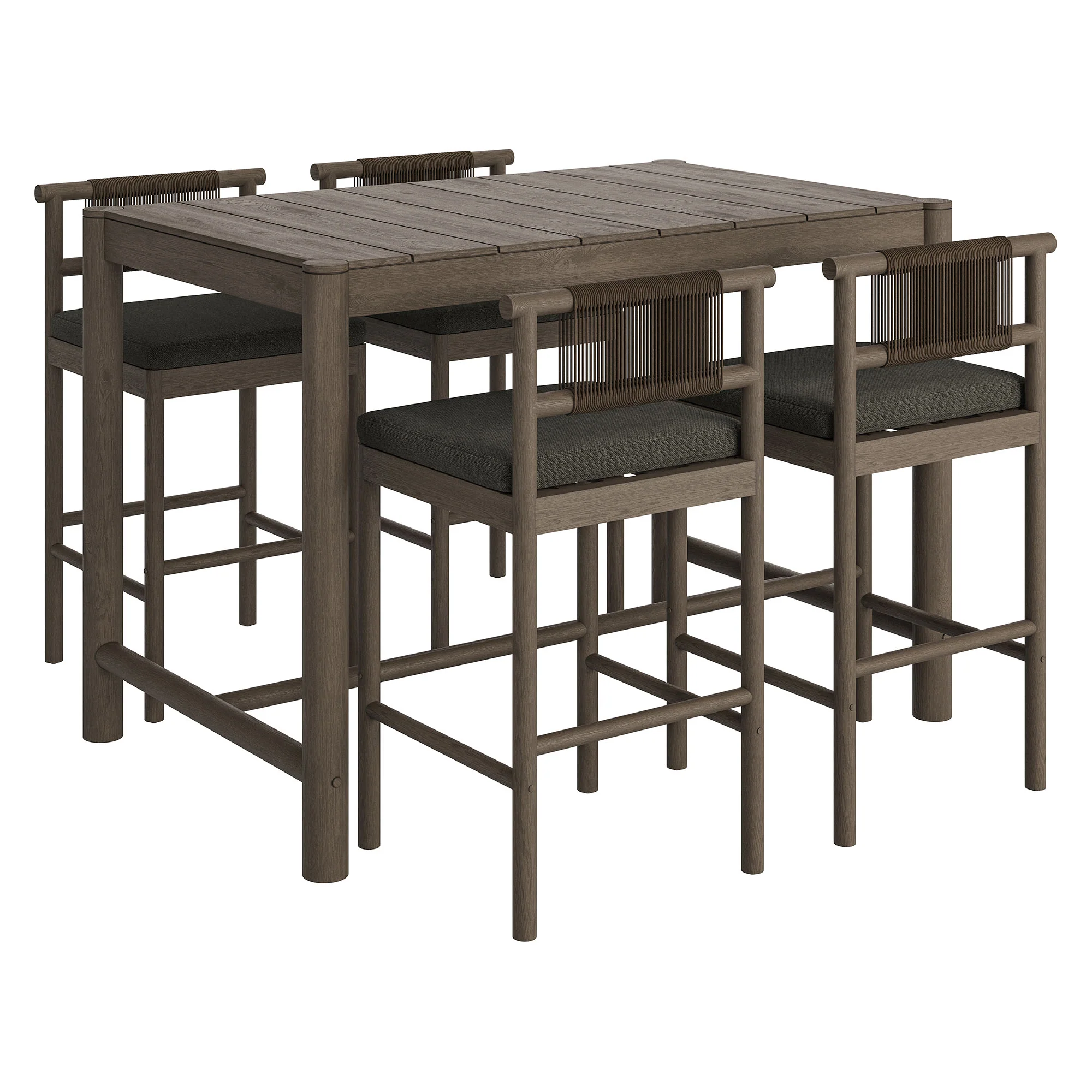 Eleni 5-Piece Outdoor Patio Teak Wood Bar Set by Modway - Image 8