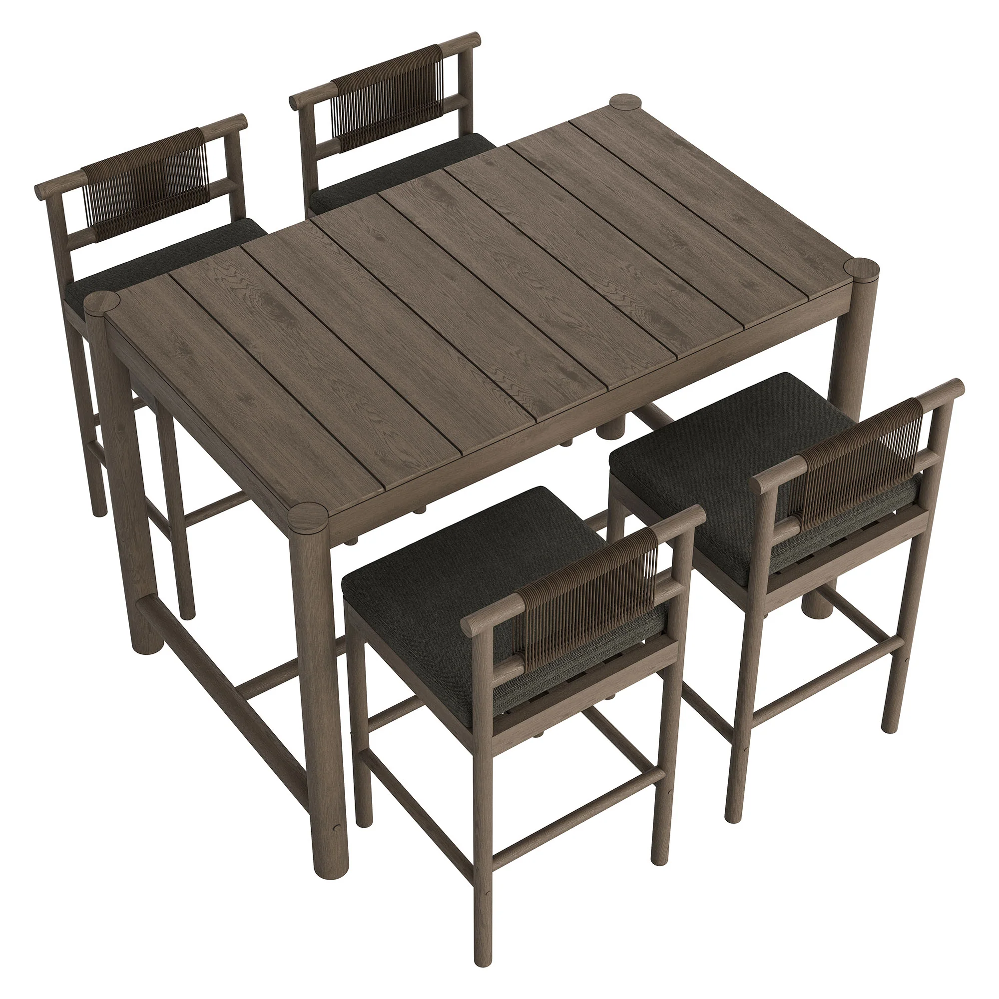 Eleni 5-Piece Outdoor Patio Teak Wood Bar Set by Modway - Image 9