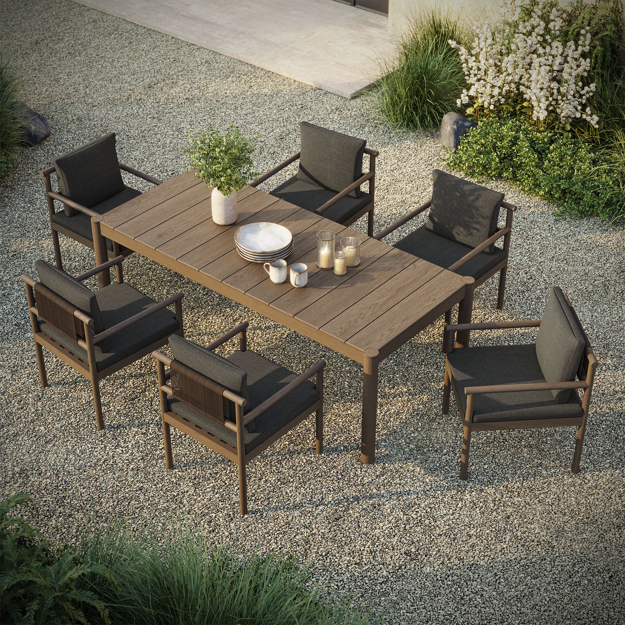 Eleni 7 Piece Outdoor Patio Teak Wood Dining Set by Modway - Image 12