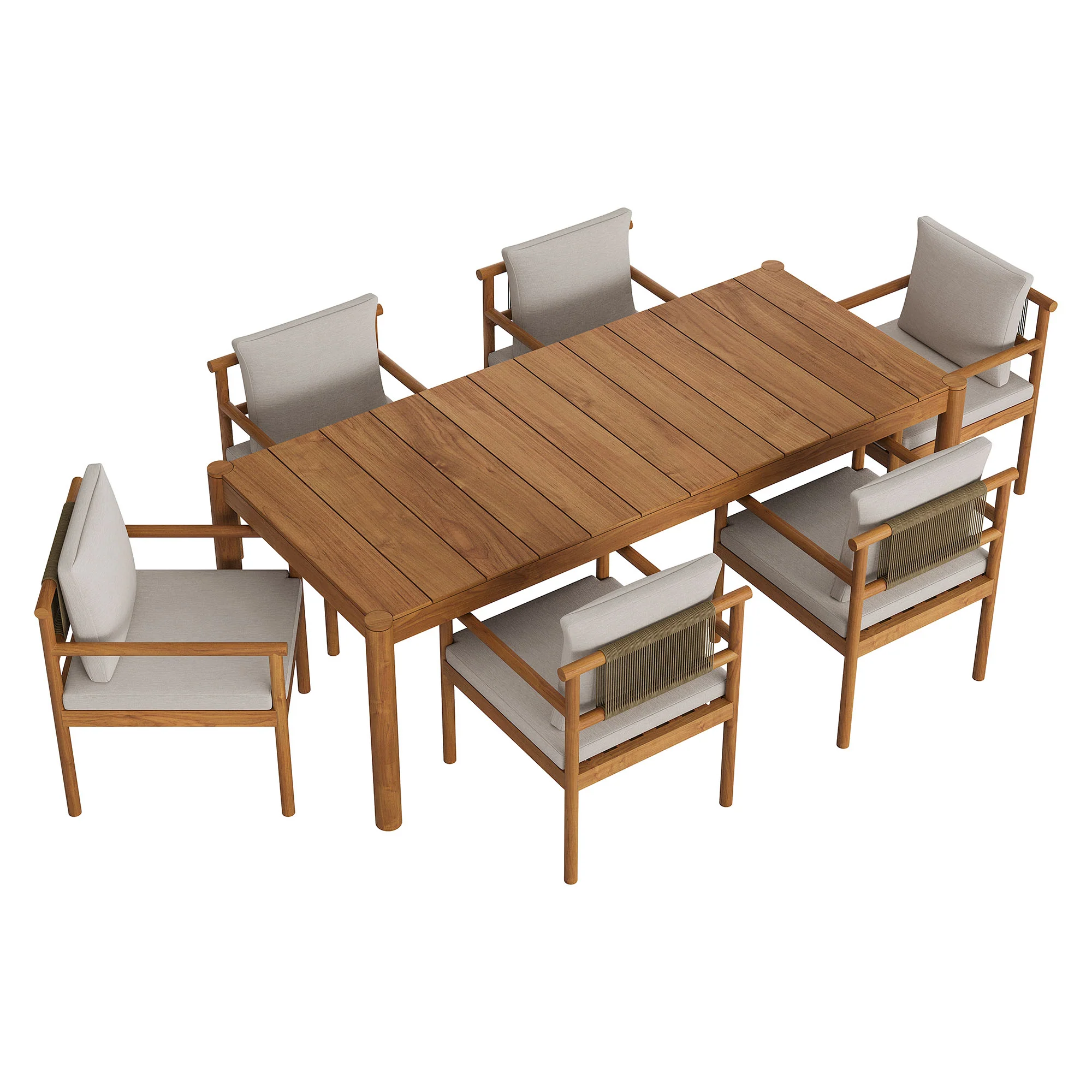 Eleni 7 Piece Outdoor Patio Teak Wood Dining Set by Modway - Image 2