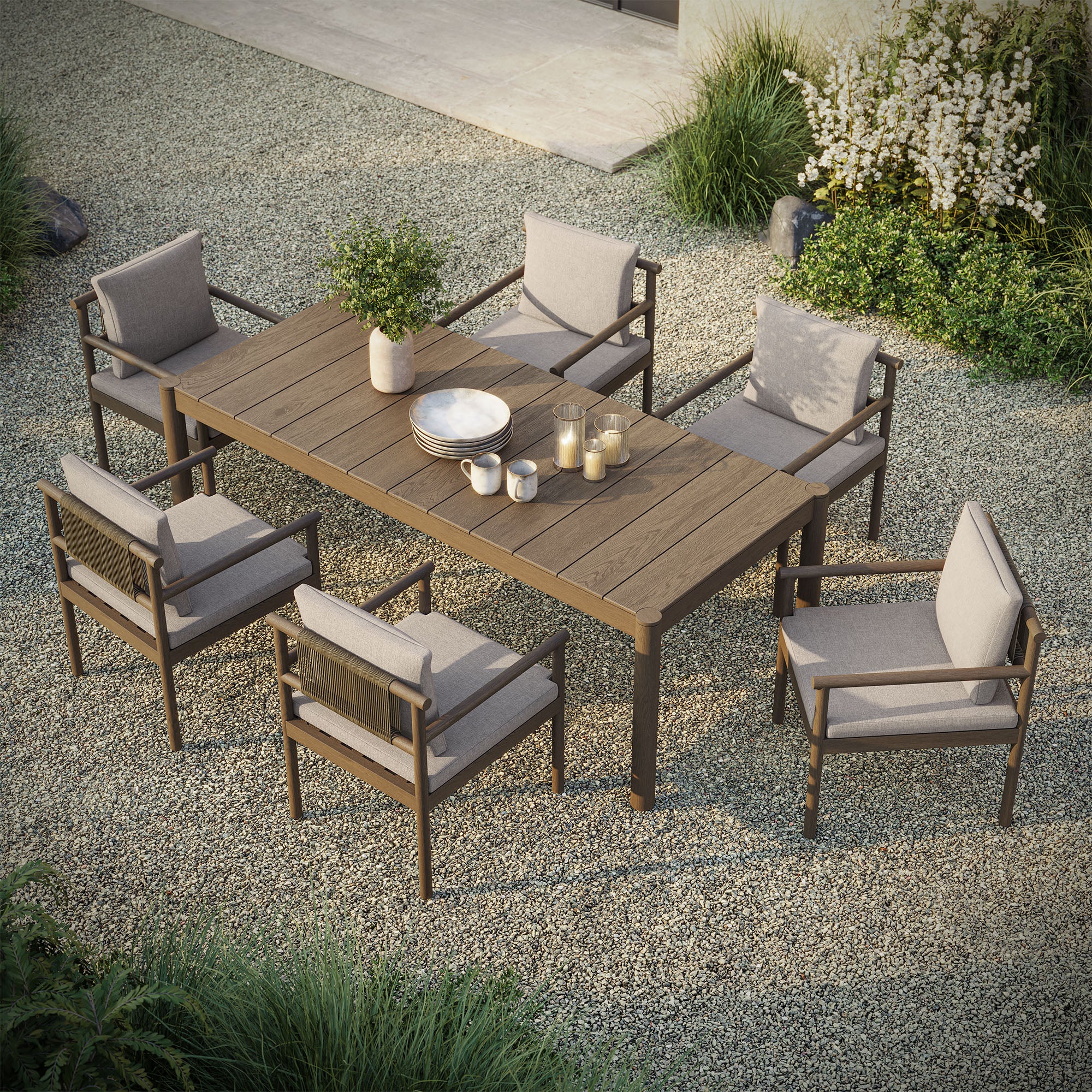 Eleni 7 Piece Outdoor Patio Teak Wood Dining Set by Modway - Image 20