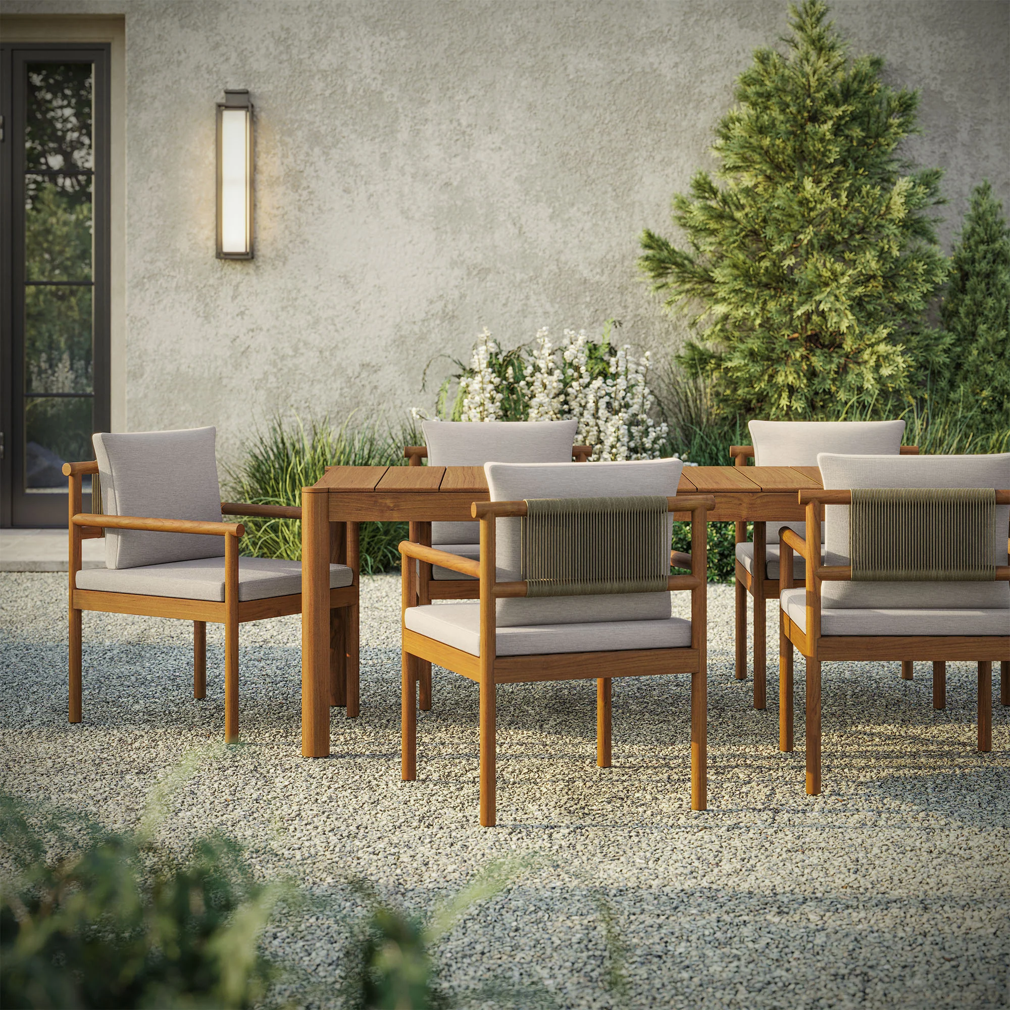 Eleni 7 Piece Outdoor Patio Teak Wood Dining Set by Modway - Image 3