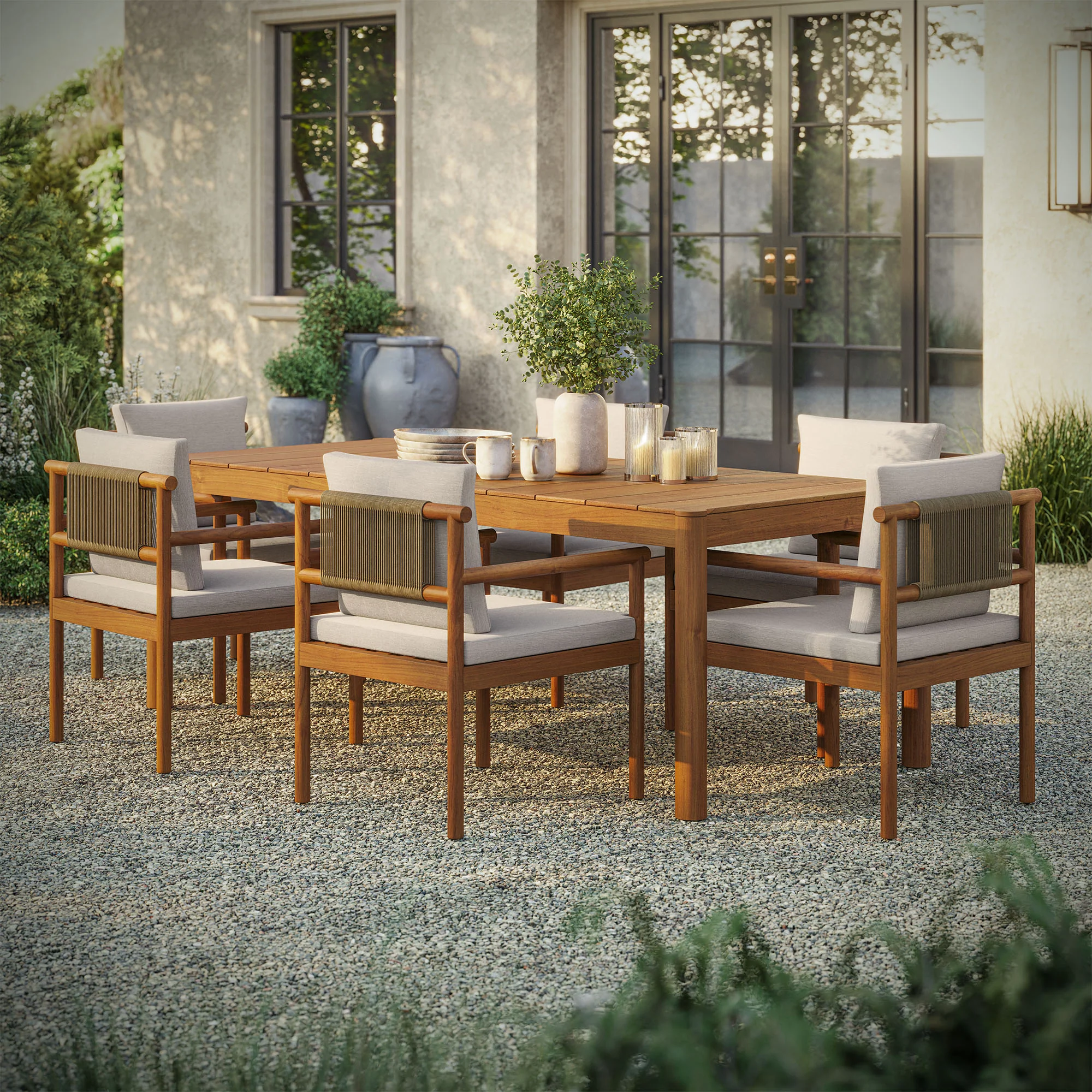 Eleni 7 Piece Outdoor Patio Teak Wood Dining Set by Modway - Image 5