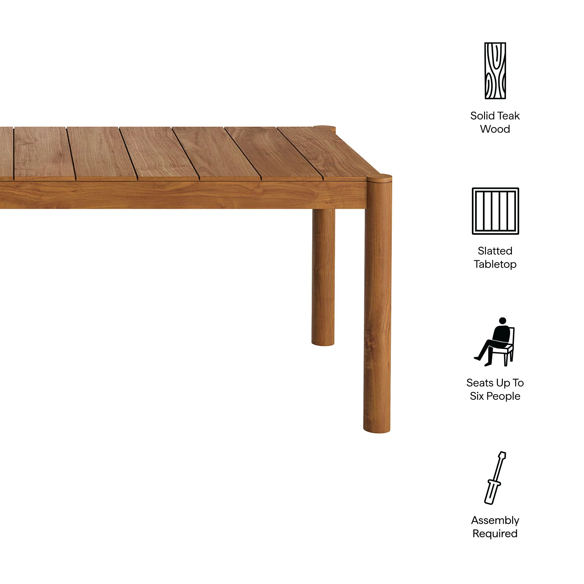 Eleni 89-Inch Outdoor Patio Teak Wood Dining Table by Modway - Image 8